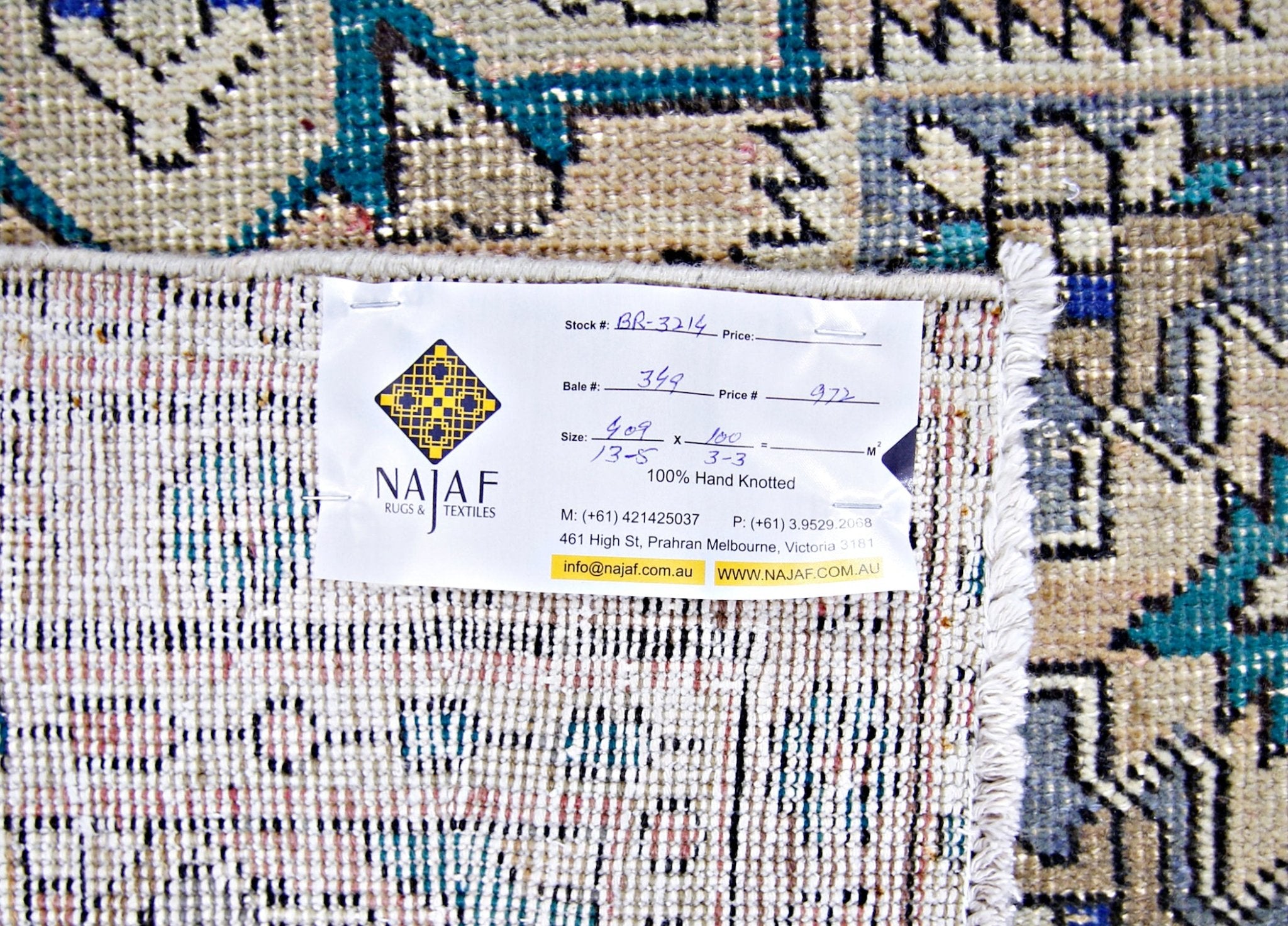 Handmade Vintage Persian Hallway Runner | 409 x 100 cm | 13'5" x 3'3" - Najaf Rugs & Textile