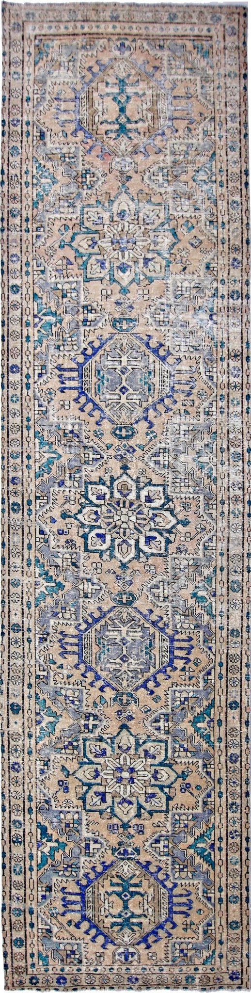 Handmade Vintage Persian Hallway Runner | 409 x 100 cm | 13'5" x 3'3" - Najaf Rugs & Textile