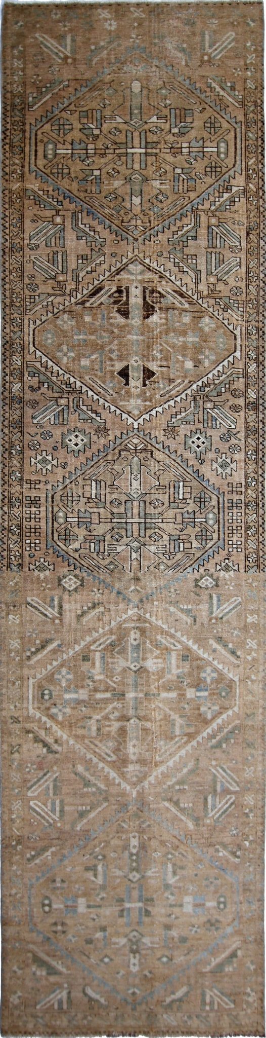 Handmade Vintage Persian Hallway Runner | 409 x 103 cm | 13'5" x 3'5" - Najaf Rugs & Textile
