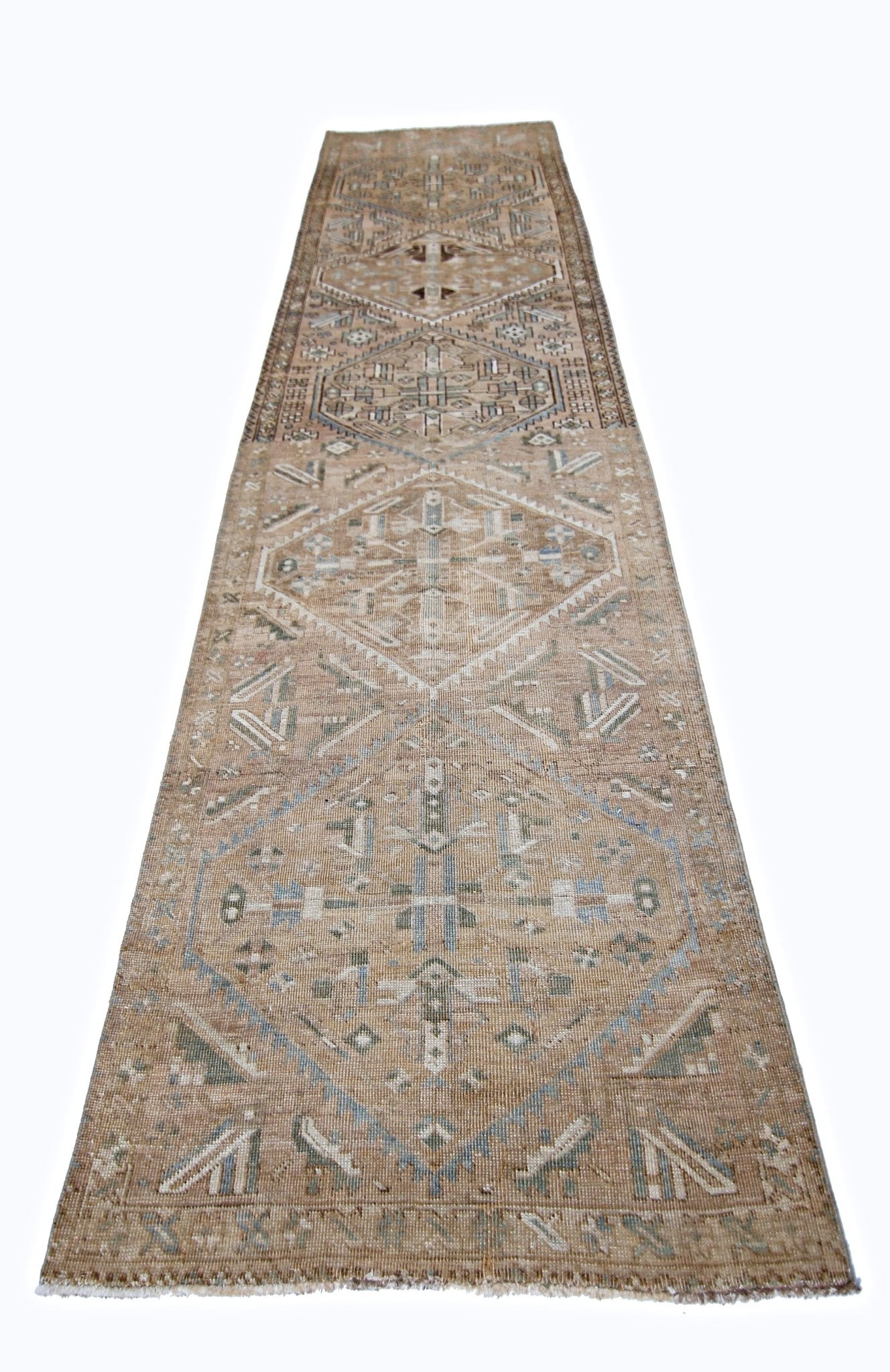 Handmade Vintage Persian Hallway Runner | 409 x 103 cm | 13'5" x 3'5" - Najaf Rugs & Textile