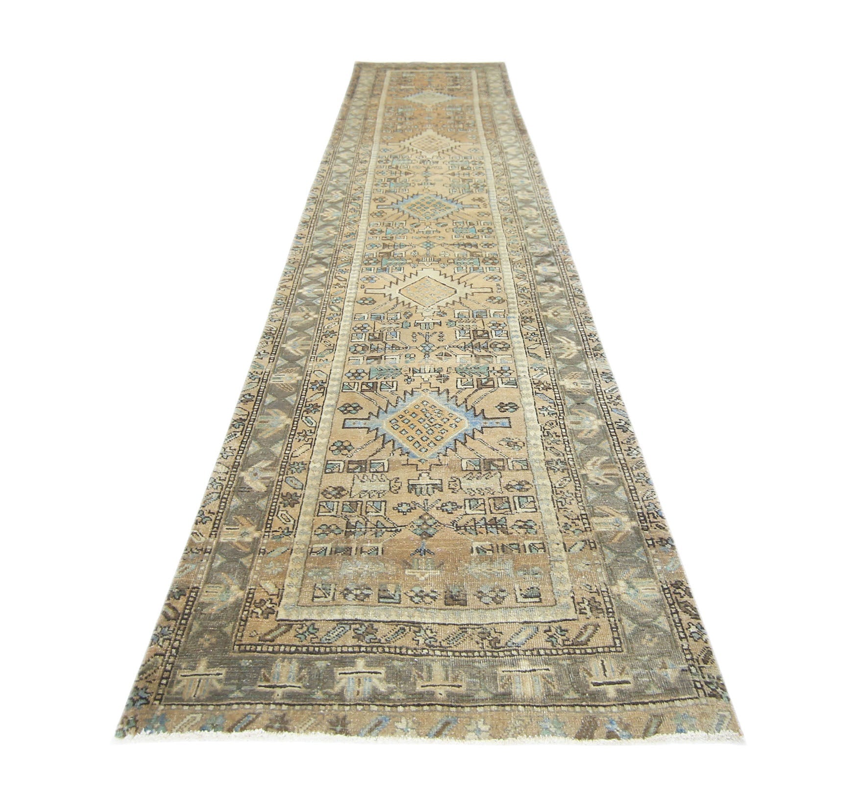 Handmade Vintage Persian Hallway Runner | 432 x 106 cm | 14'2" x 3'6" - Najaf Rugs & Textile