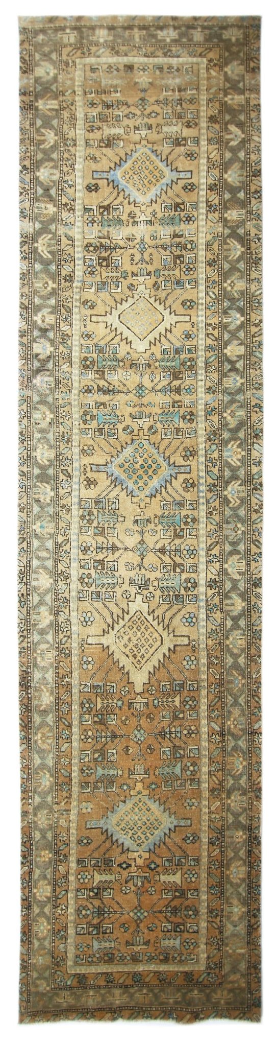 Handmade Vintage Persian Hallway Runner | 432 x 106 cm | 14'2" x 3'6" - Najaf Rugs & Textile
