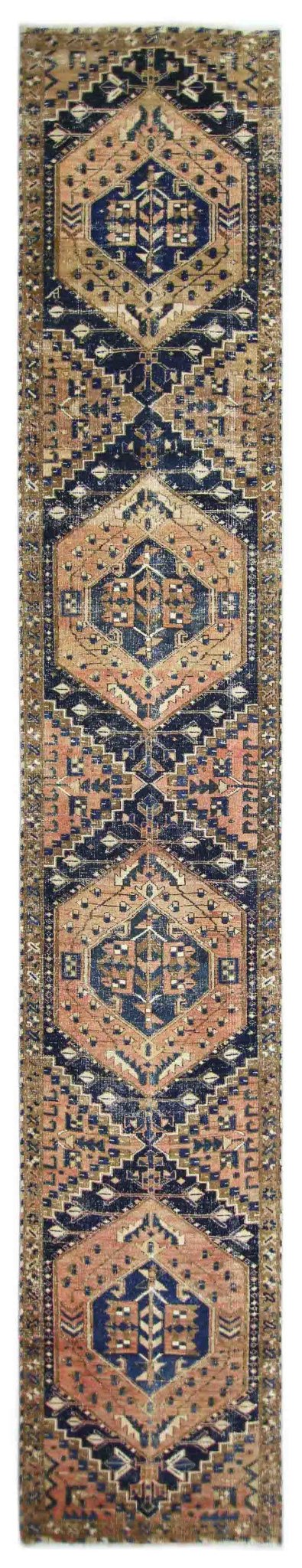 Handmade Vintage Persian Hallway Runner | 439 x 81 cm | 14'5" x 2'8" - Najaf Rugs & Textile