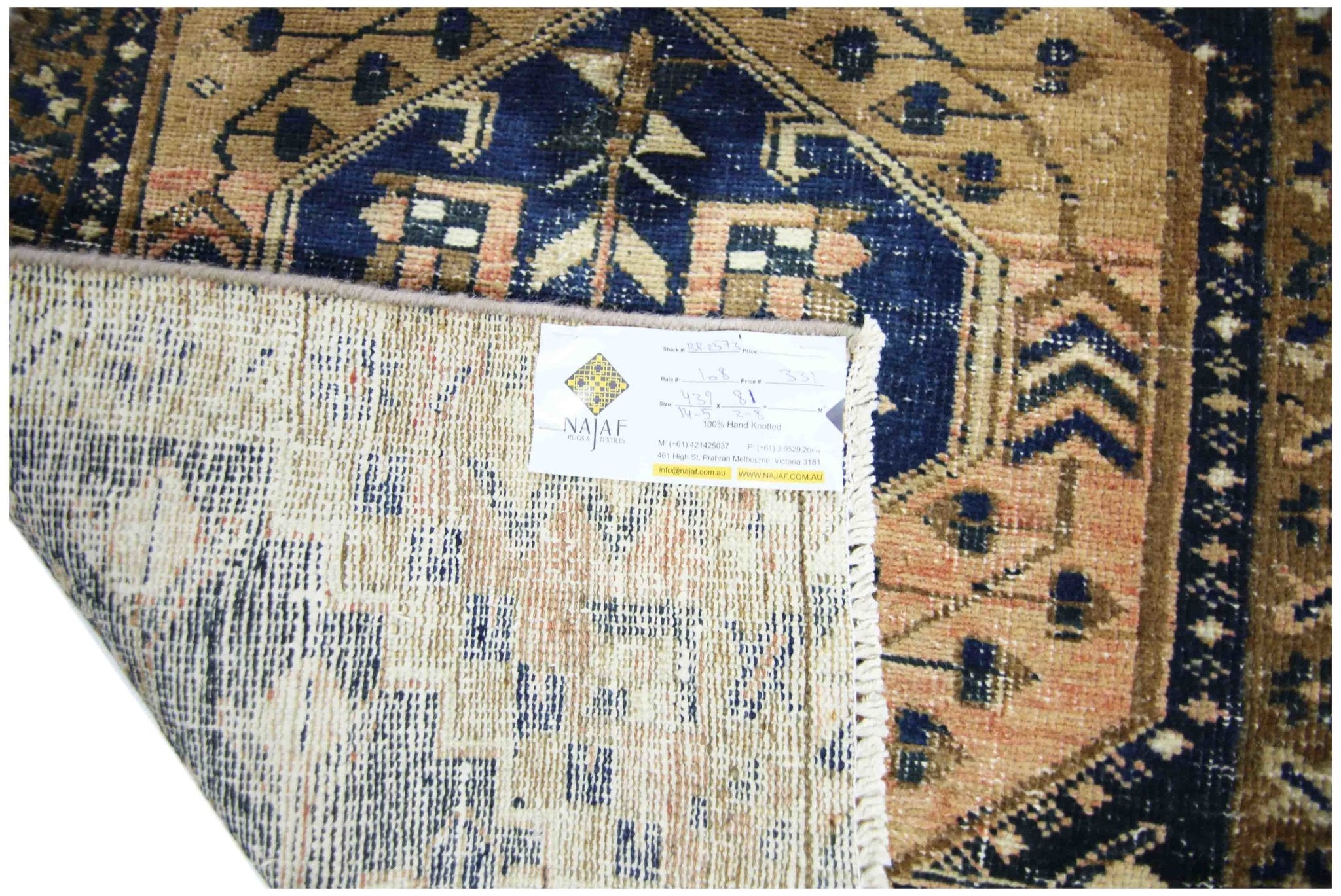 Handmade Vintage Persian Hallway Runner | 439 x 81 cm | 14'5" x 2'8" - Najaf Rugs & Textile