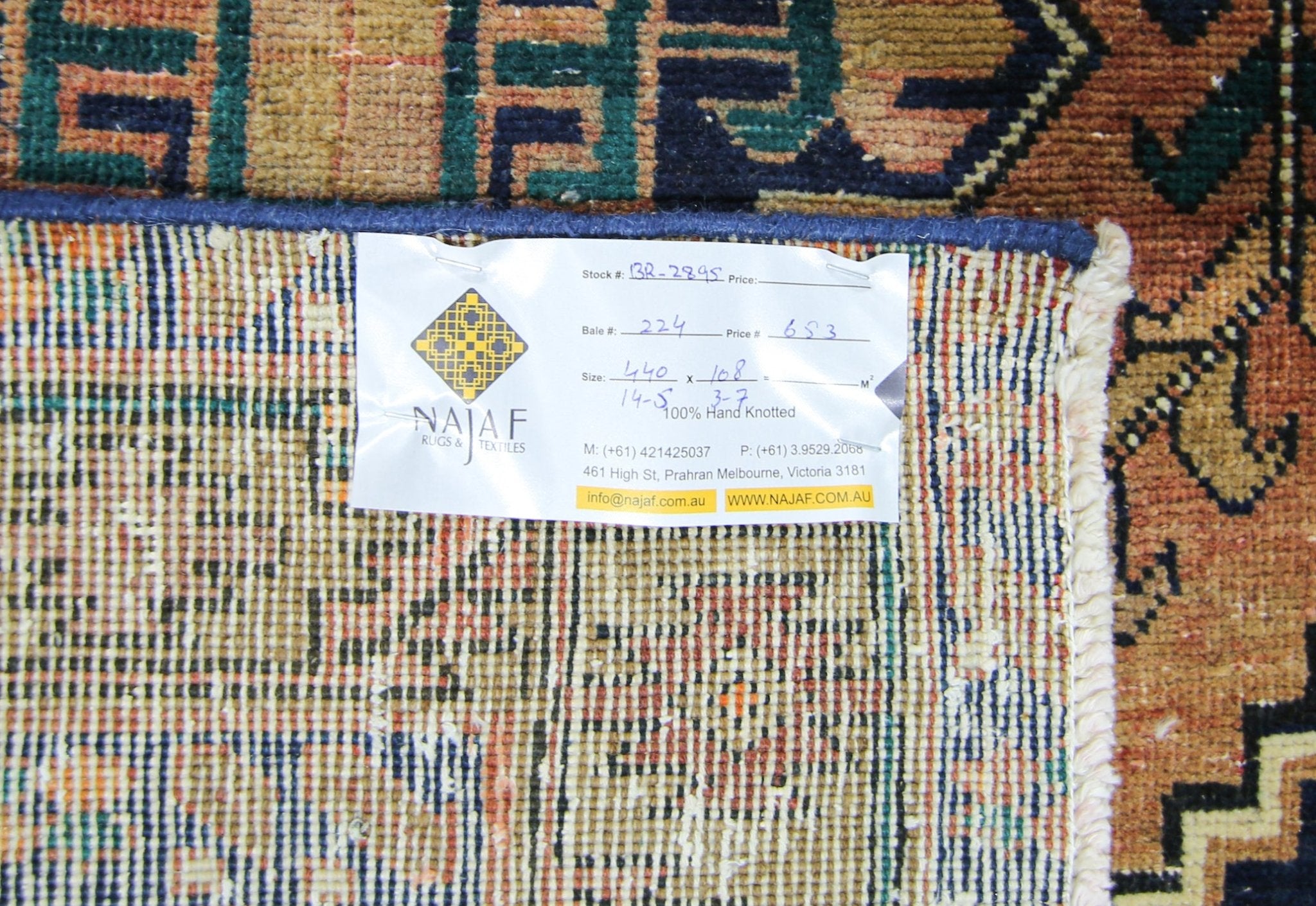 Handmade Vintage Persian Hallway Runner | 440 x 108 cm | 14'5" x 3'7" - Najaf Rugs & Textile
