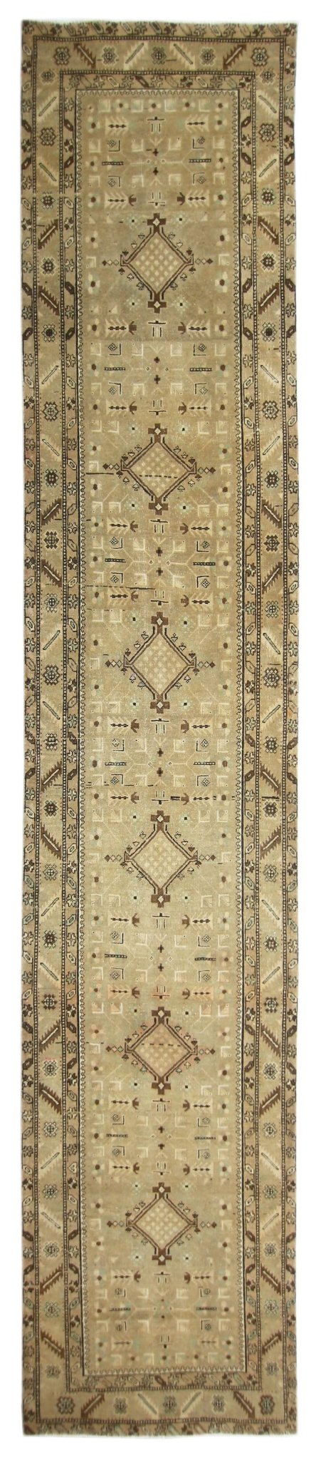 Handmade Vintage Persian Hallway Runner | 469 x 110 cm | 15'4" x 3'7" - Najaf Rugs & Textile