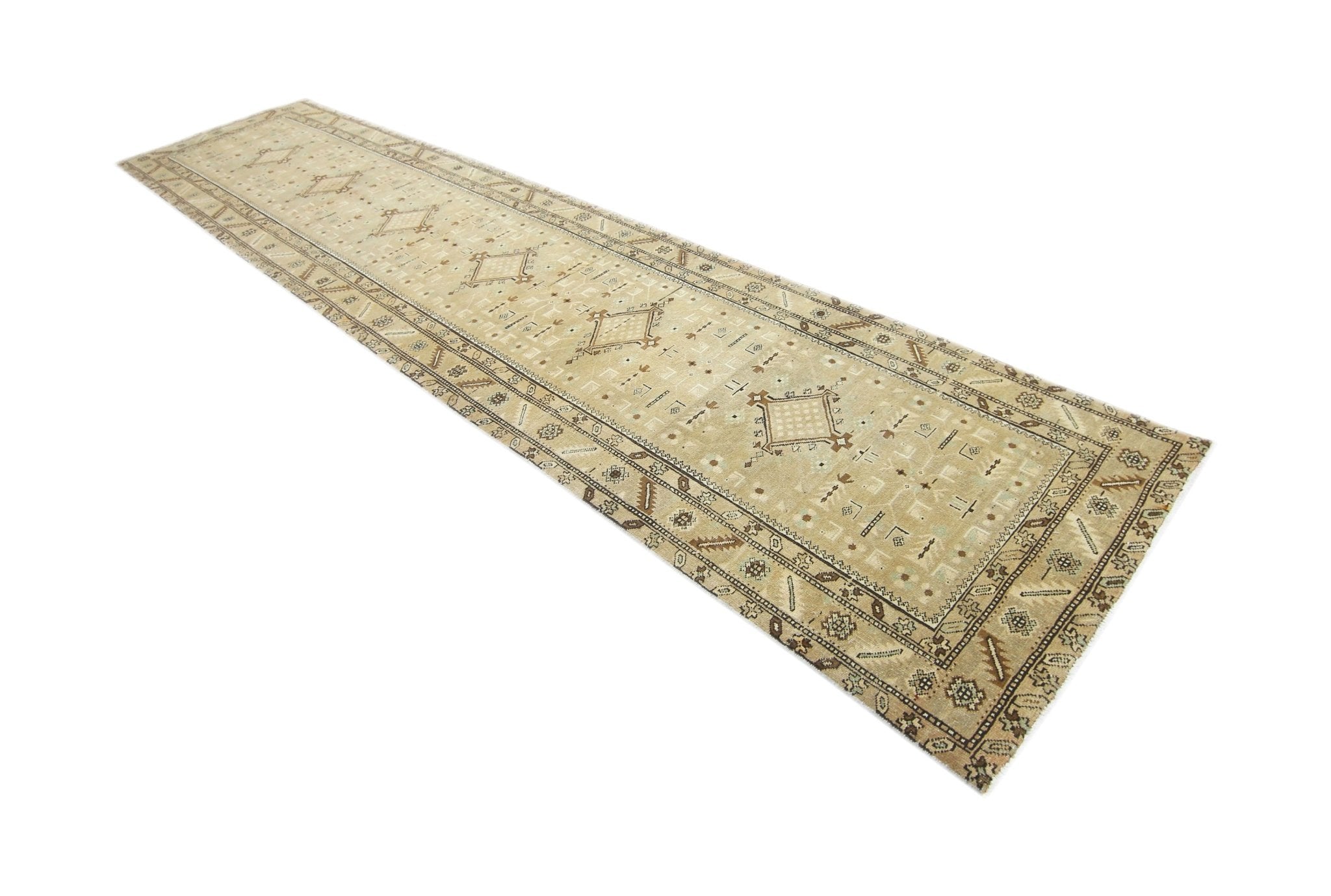 Handmade Vintage Persian Hallway Runner | 469 x 110 cm | 15'4" x 3'7" - Najaf Rugs & Textile