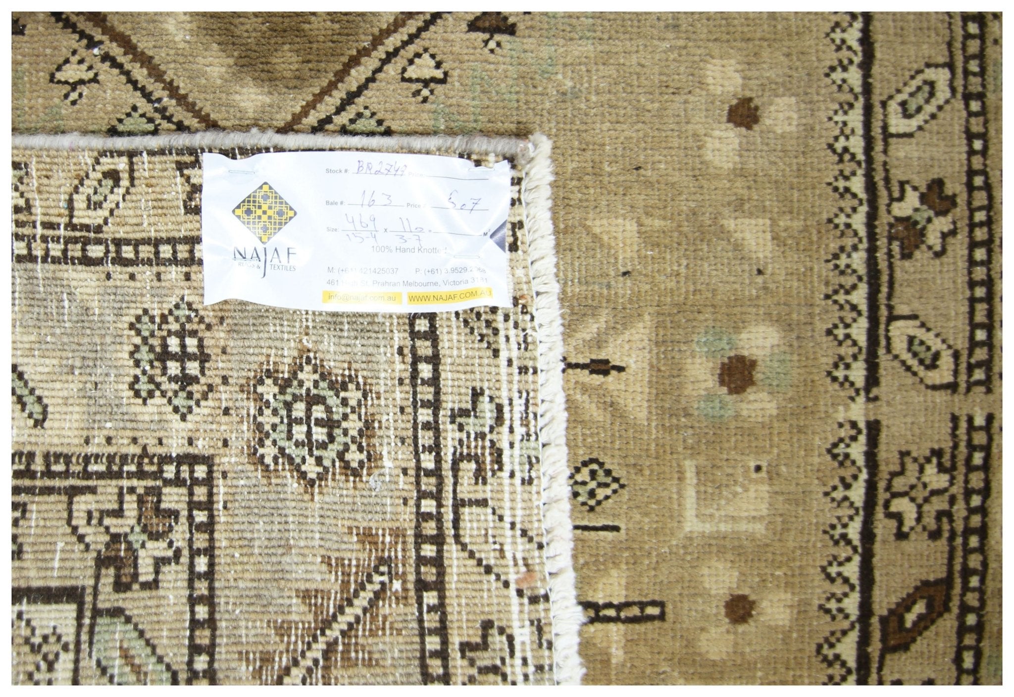 Handmade Vintage Persian Hallway Runner | 469 x 110 cm | 15'4" x 3'7" - Najaf Rugs & Textile