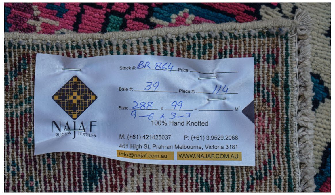 Handmade Vintage Persian Hamadan Hallway Runner | 288 x 99 cm | 9'6" x 3'3" - Najaf Rugs & Textile