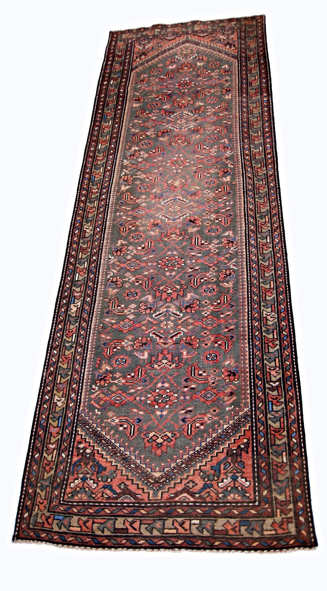 Handmade Vintage Persian Hamadan Hallway Runner | 292 x 106 cm | 9'7" x 3'6" - Najaf Rugs & Textile