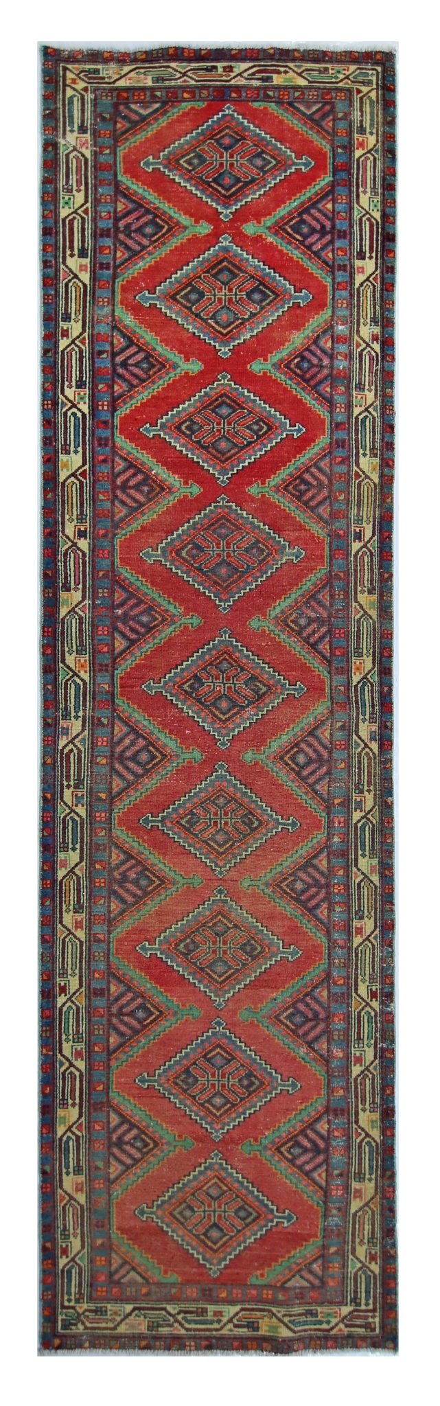 Handmade Vintage Persian Hamadan Hallway Runner | 300 x 74 cm | 9'10" x 2'3" - Najaf Rugs & Textile