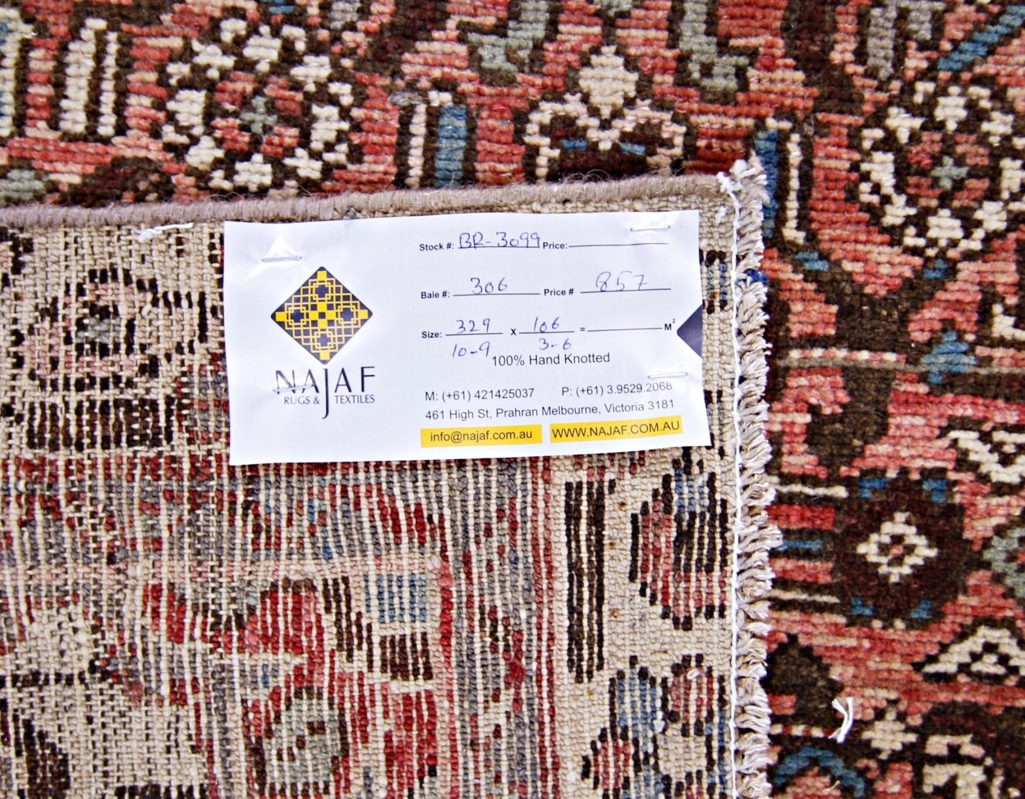 Handmade Vintage Persian Hamadan Hallway Runner | 329 x 106 cm | 10'9" x 3'6" - Najaf Rugs & Textile