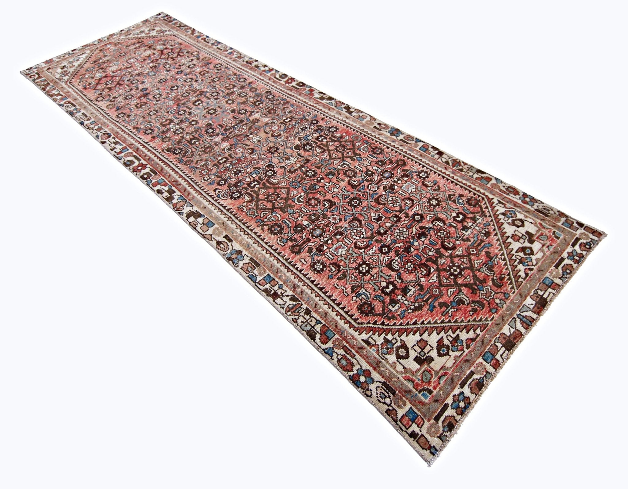 Handmade Vintage Persian Hamadan Hallway Runner | 329 x 106 cm | 10'9" x 3'6" - Najaf Rugs & Textile