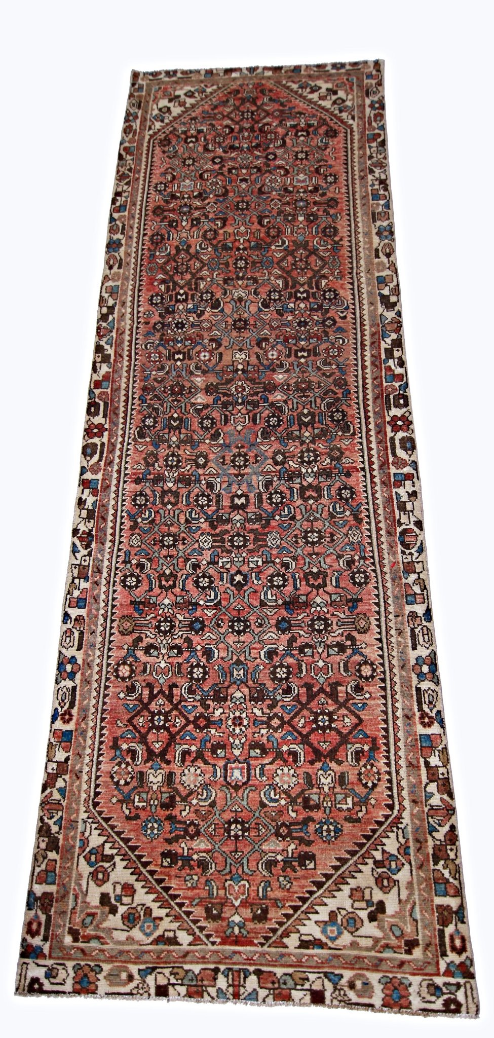 Handmade Vintage Persian Hamadan Hallway Runner | 329 x 106 cm | 10'9" x 3'6" - Najaf Rugs & Textile