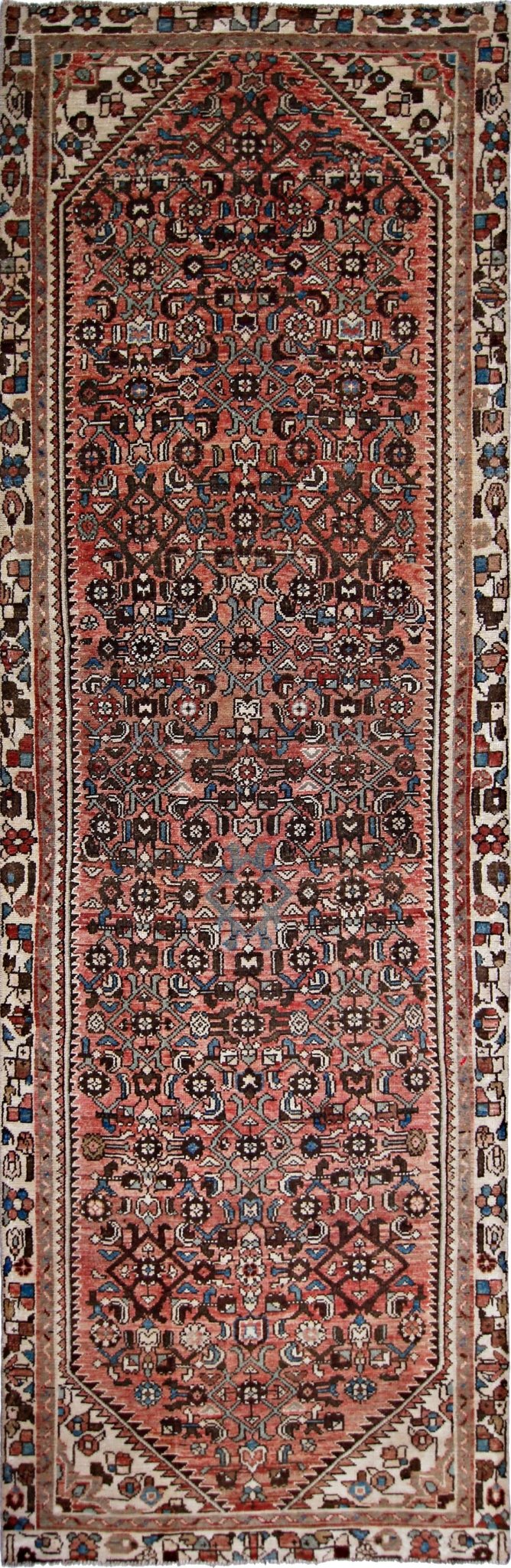 Handmade Vintage Persian Hamadan Hallway Runner | 329 x 106 cm | 10'9" x 3'6" - Najaf Rugs & Textile