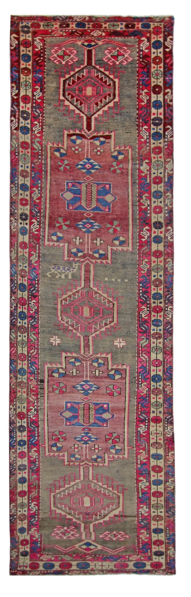 Handmade Vintage Persian Hamadan Hallway Runner | 350 x 93 cm | 11'6" x 3' - Najaf Rugs & Textile
