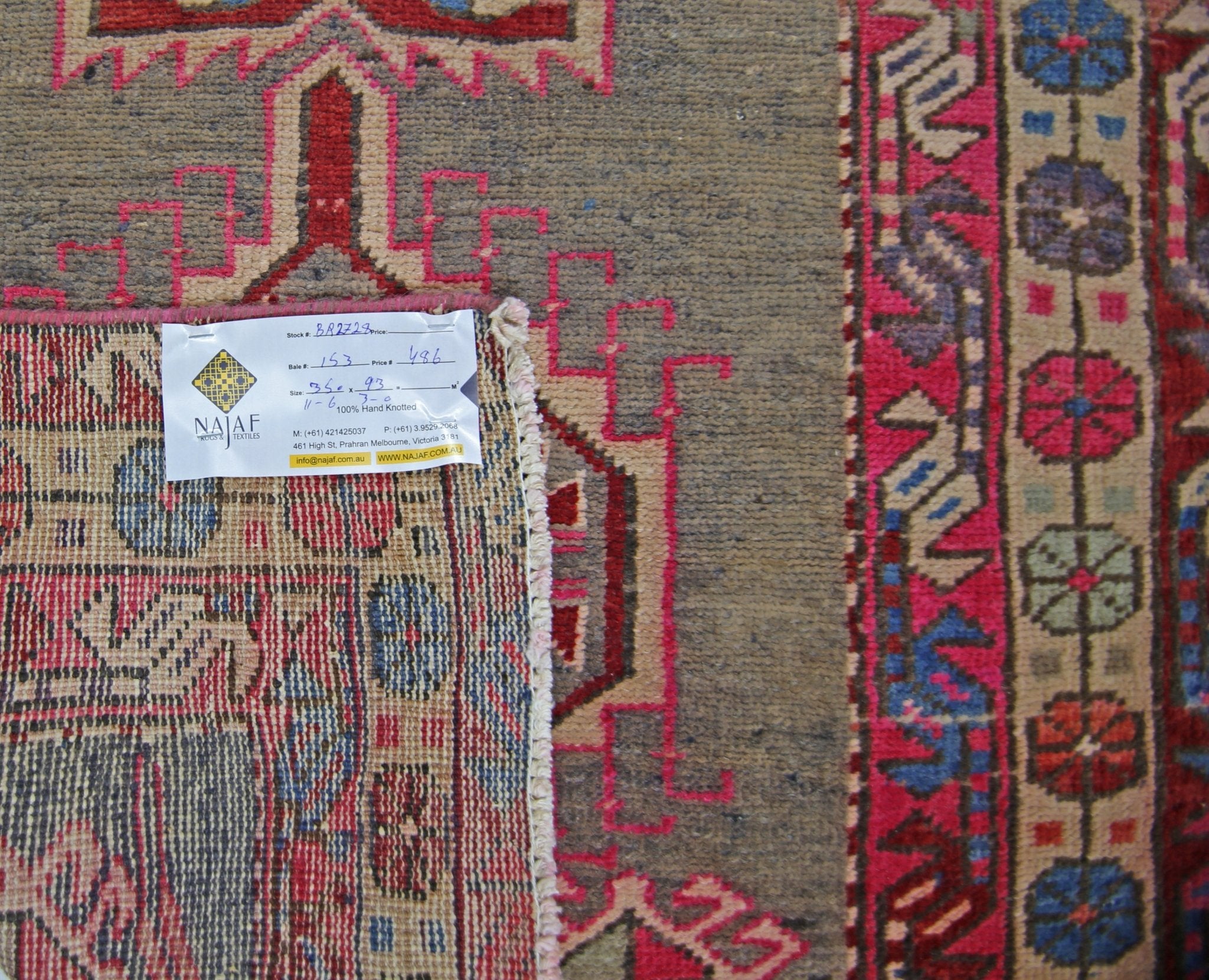 Handmade Vintage Persian Hamadan Hallway Runner | 350 x 93 cm | 11'6" x 3' - Najaf Rugs & Textile