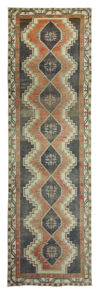 Handmade Vintage Persian Hamadan Hallway Runner | 390 x 104 cm | 12'10" x 3'5" - Najaf Rugs & Textile