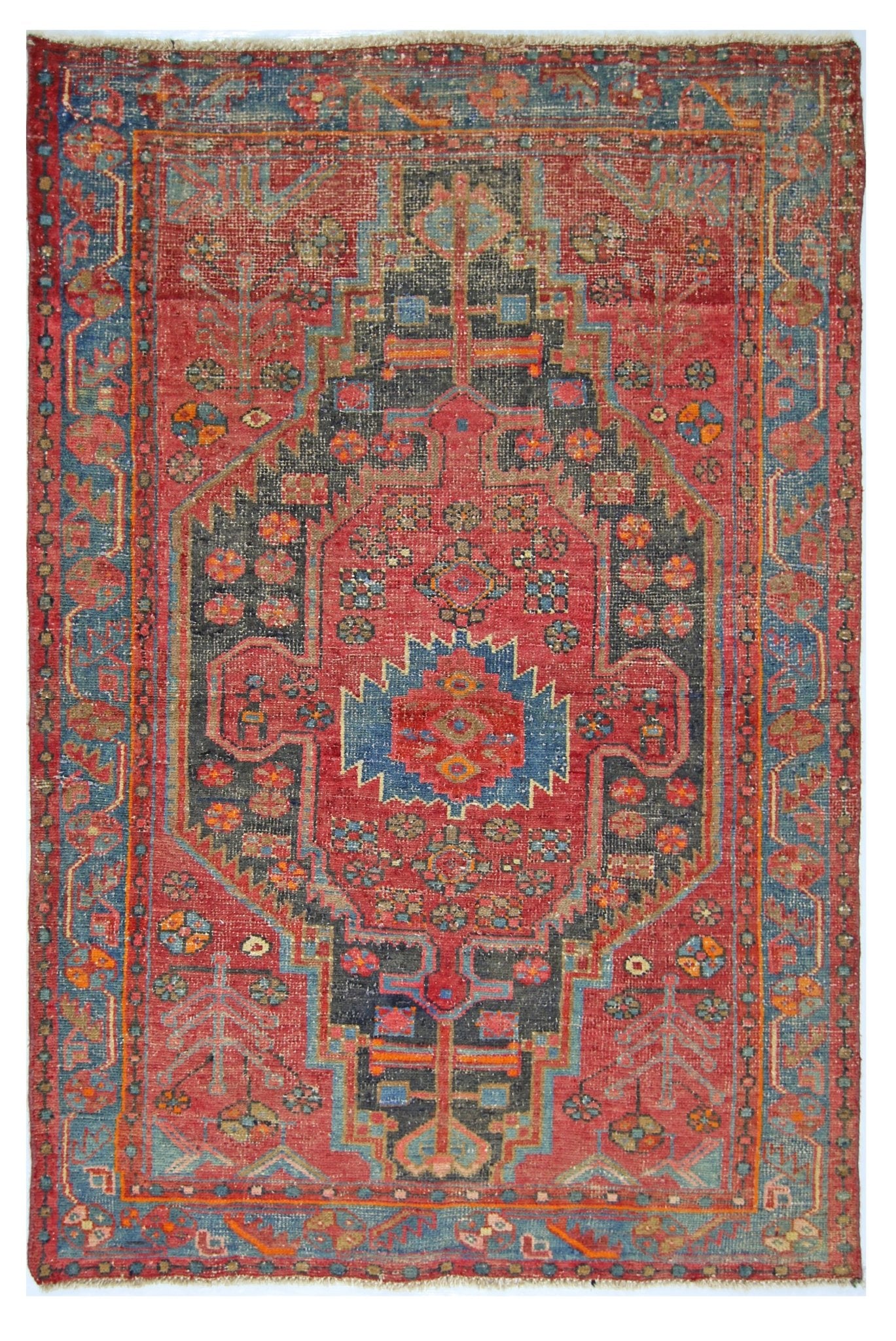 Handmade Vintage Persian Hamadan Rug | 149 x 101 cm | 4'11" x 3'4" - Najaf Rugs & Textile