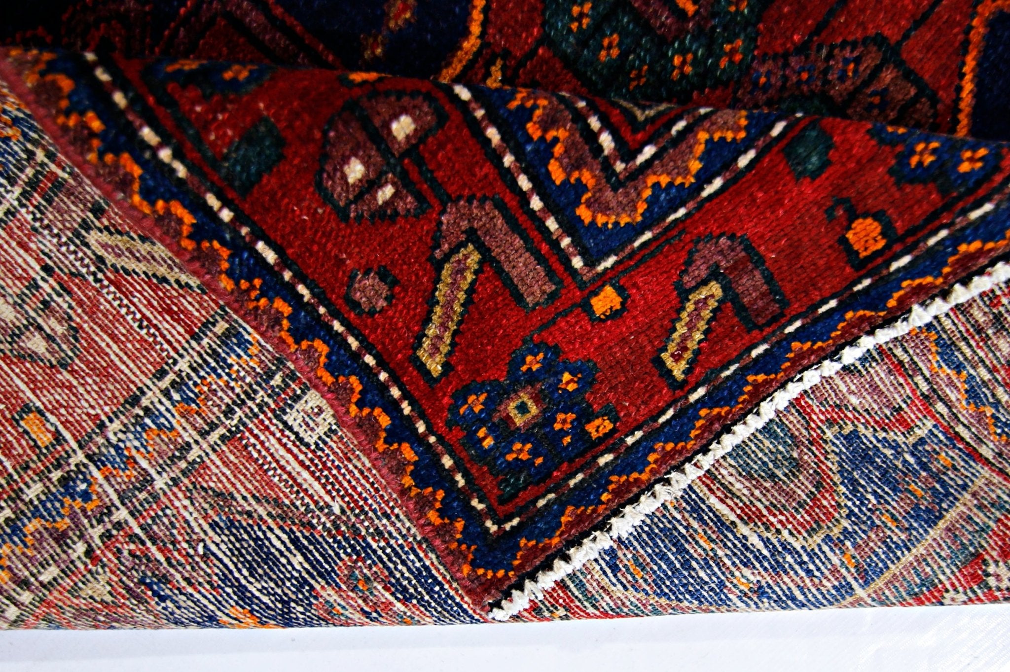 Handmade Vintage Persian Hamadan Rug | 191 x 133 cm | 6'3" x 4'5" - Najaf Rugs & Textile
