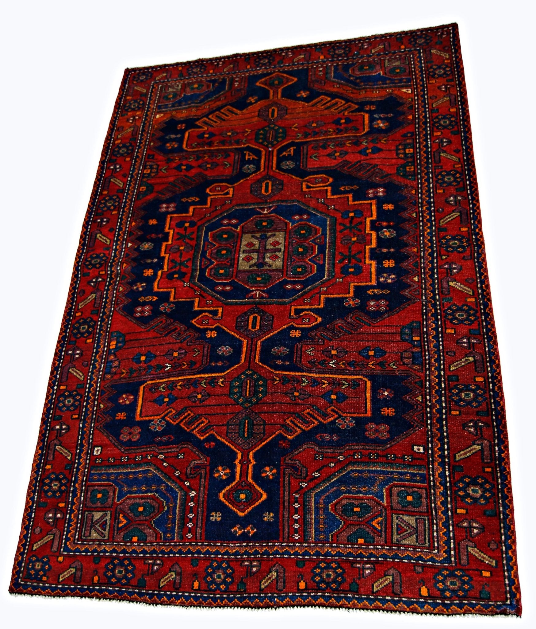 Handmade Vintage Persian Hamadan Rug | 191 x 133 cm | 6'3" x 4'5" - Najaf Rugs & Textile