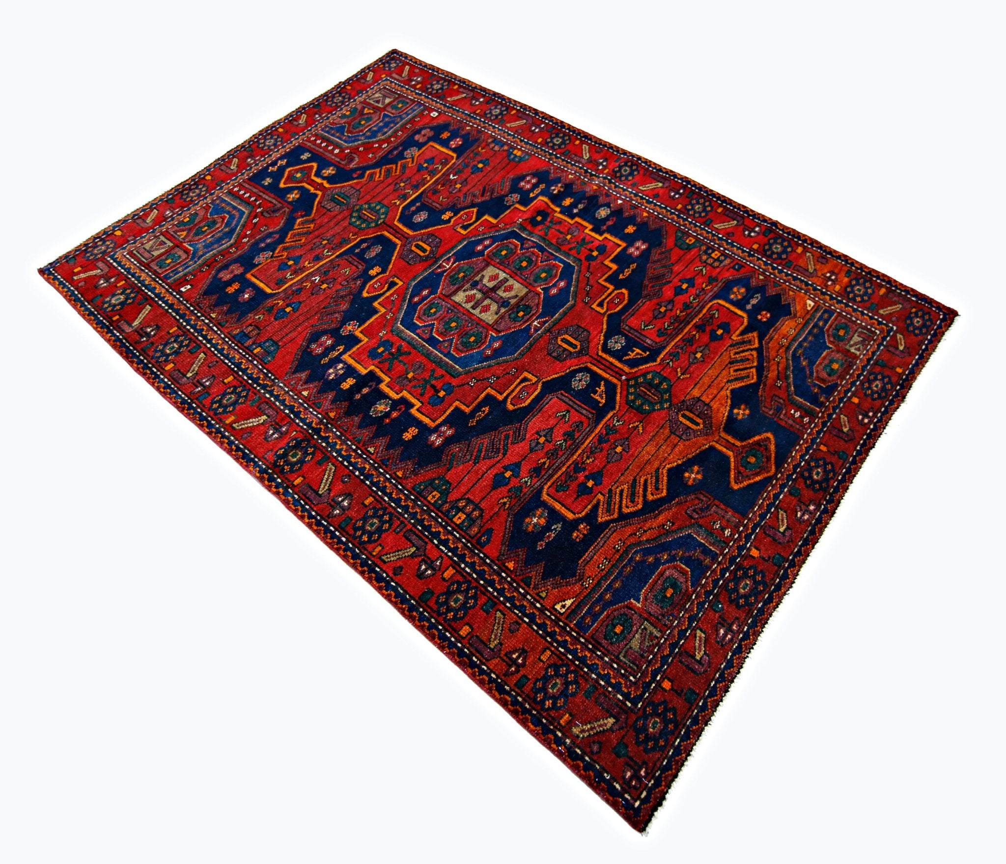 Handmade Vintage Persian Hamadan Rug | 191 x 133 cm | 6'3" x 4'5" - Najaf Rugs & Textile