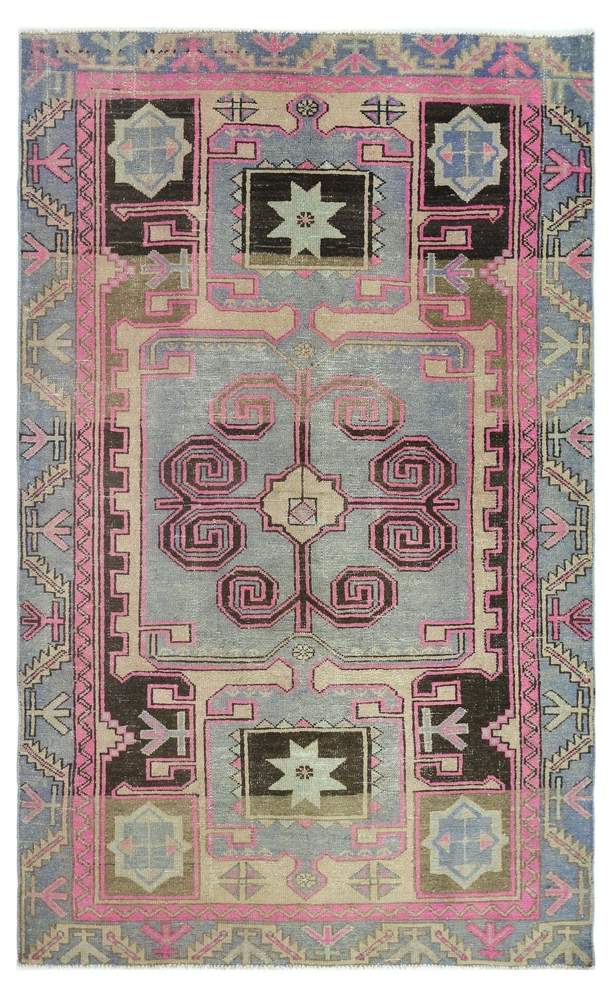 Handmade Vintage Persian Hamadan Rug | 195 x 117 cm | 6'5" x 3'10" - Najaf Rugs & Textile