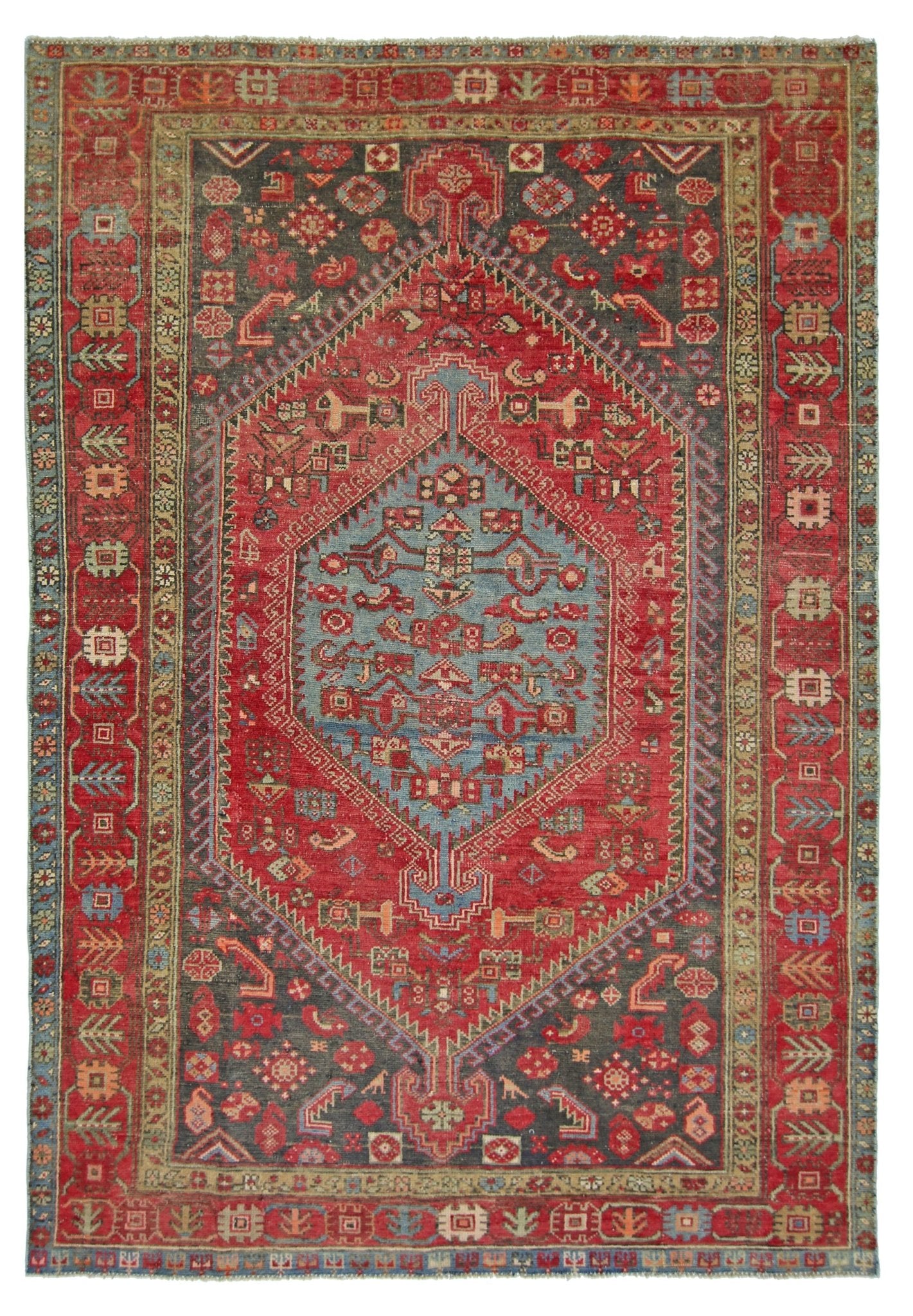 Handmade Vintage Persian Hamadan Rug | 195 x 132 cm | 6'5" x 4'4" - Najaf Rugs & Textile