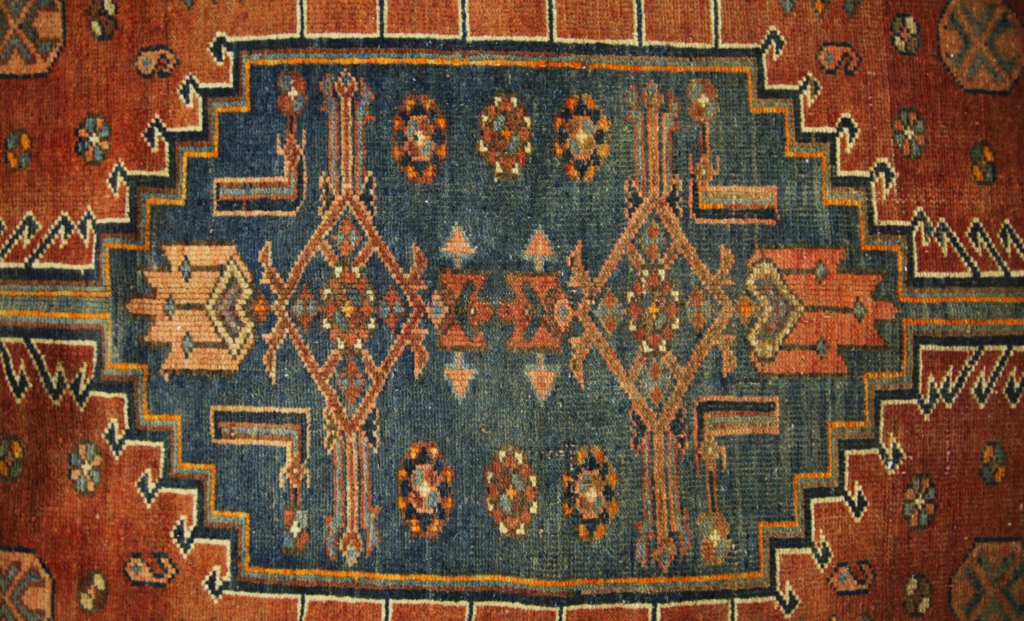 Handmade Vintage Persian Hamadan Rug | 197 x 120 cm | 6'6" x 3'11" - Najaf Rugs & Textile