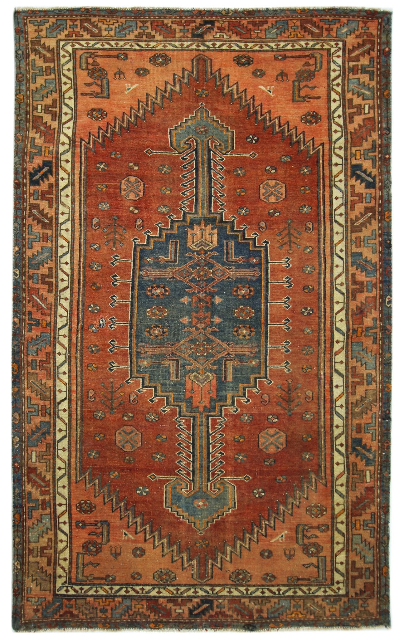 Handmade Vintage Persian Hamadan Rug | 197 x 120 cm | 6'6" x 3'11" - Najaf Rugs & Textile