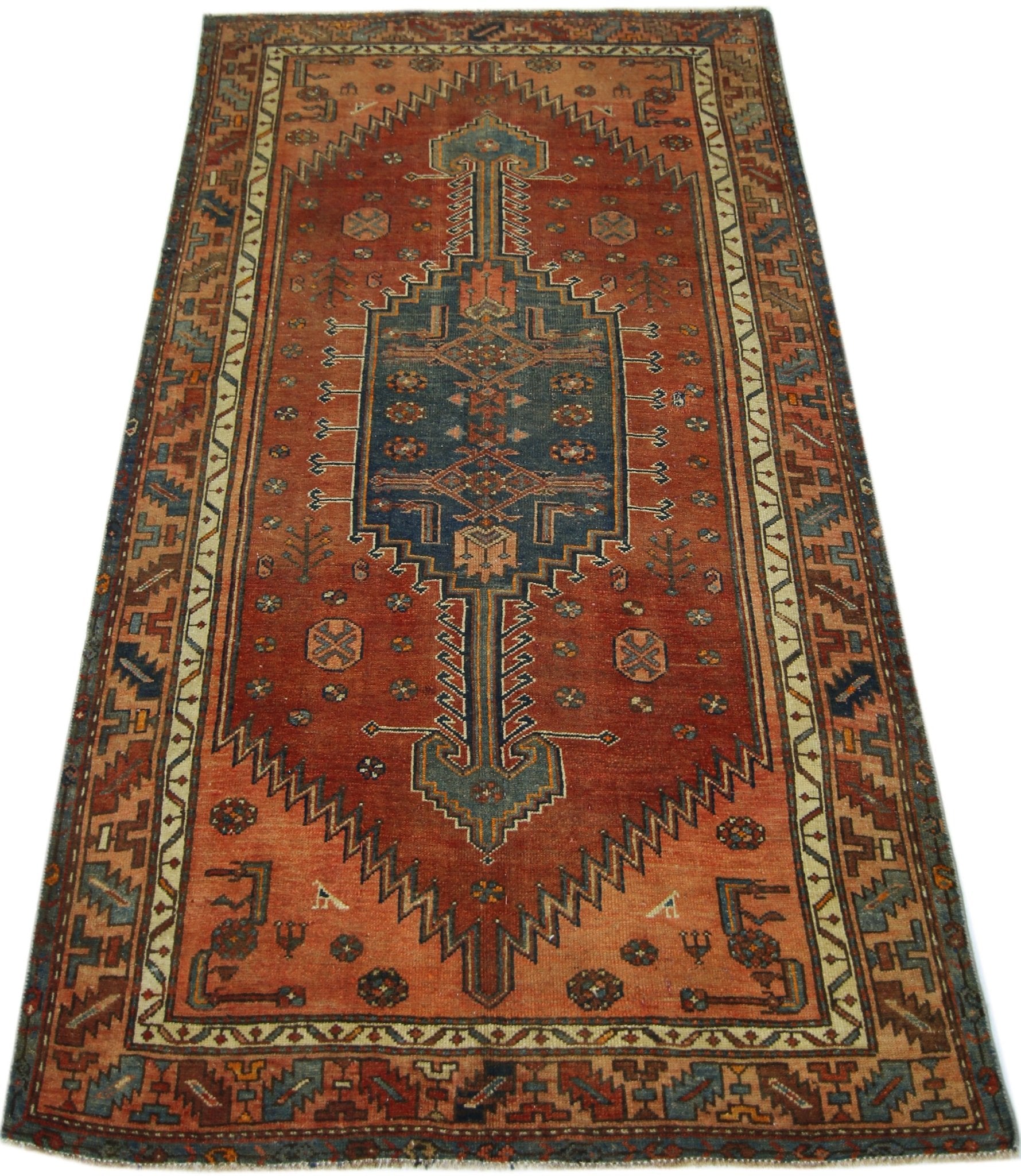 Handmade Vintage Persian Hamadan Rug | 197 x 120 cm | 6'6" x 3'11" - Najaf Rugs & Textile