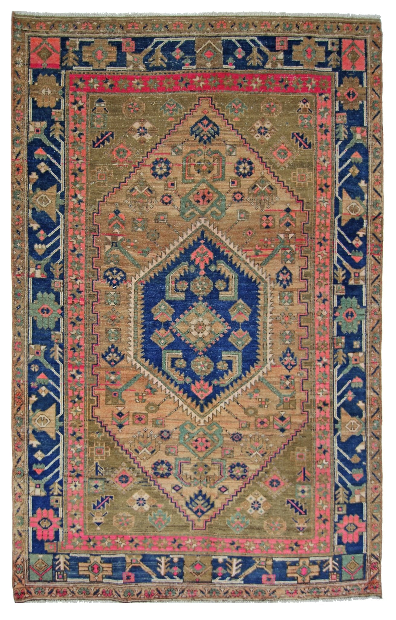 Handmade Vintage Persian Hamadan Rug | 199 x 131 cm | 6'6" x 4'3" - Najaf Rugs & Textile
