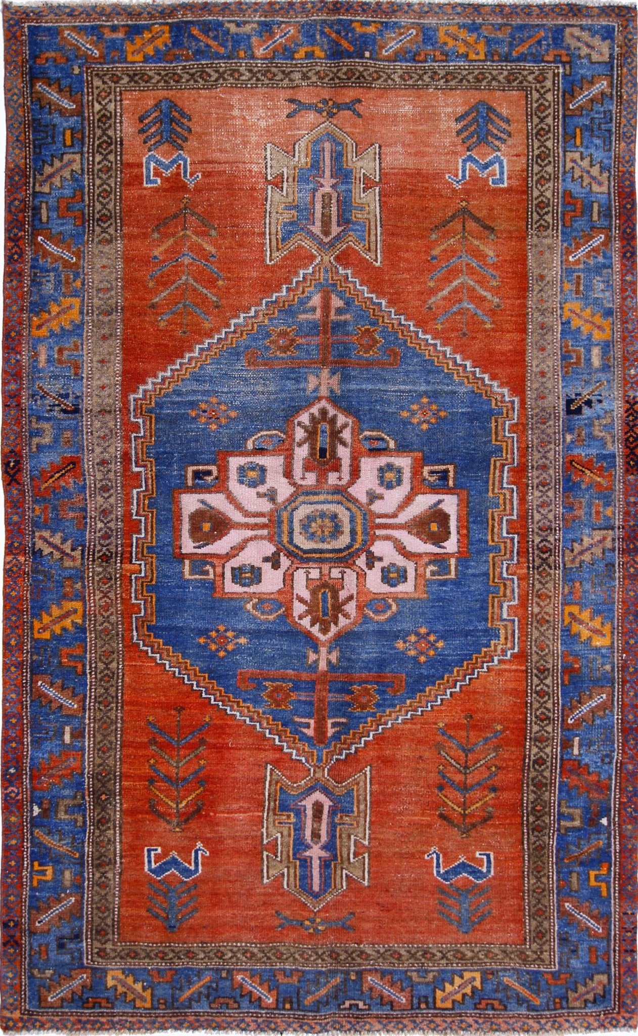 Handmade Vintage Persian Hamadan Rug | 200 x 124 cm | 6'7" x 4'1" - Najaf Rugs & Textile