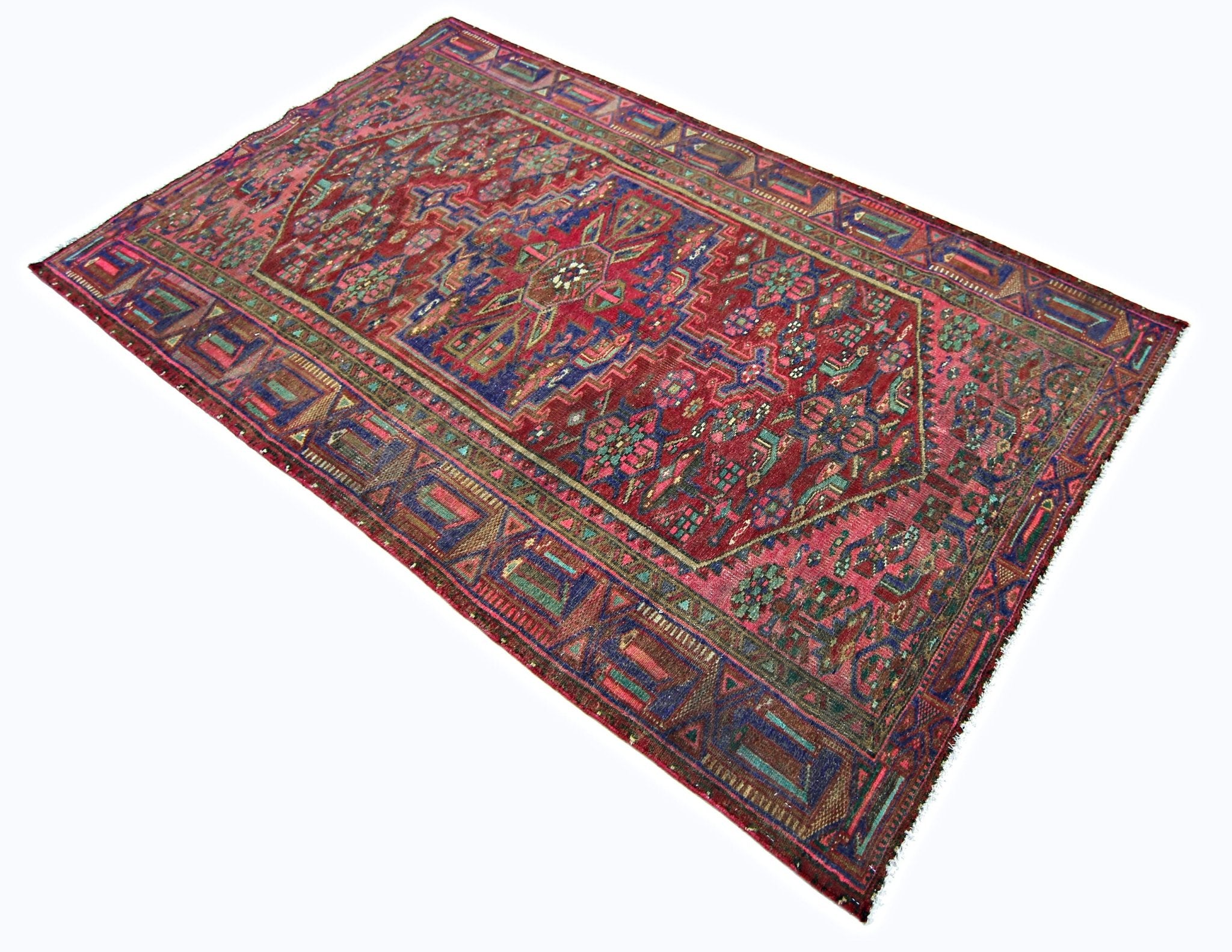 Handmade Vintage Persian Hamadan Rug | 202 x 123 cm | 6'8" x 4' - Najaf Rugs & Textile