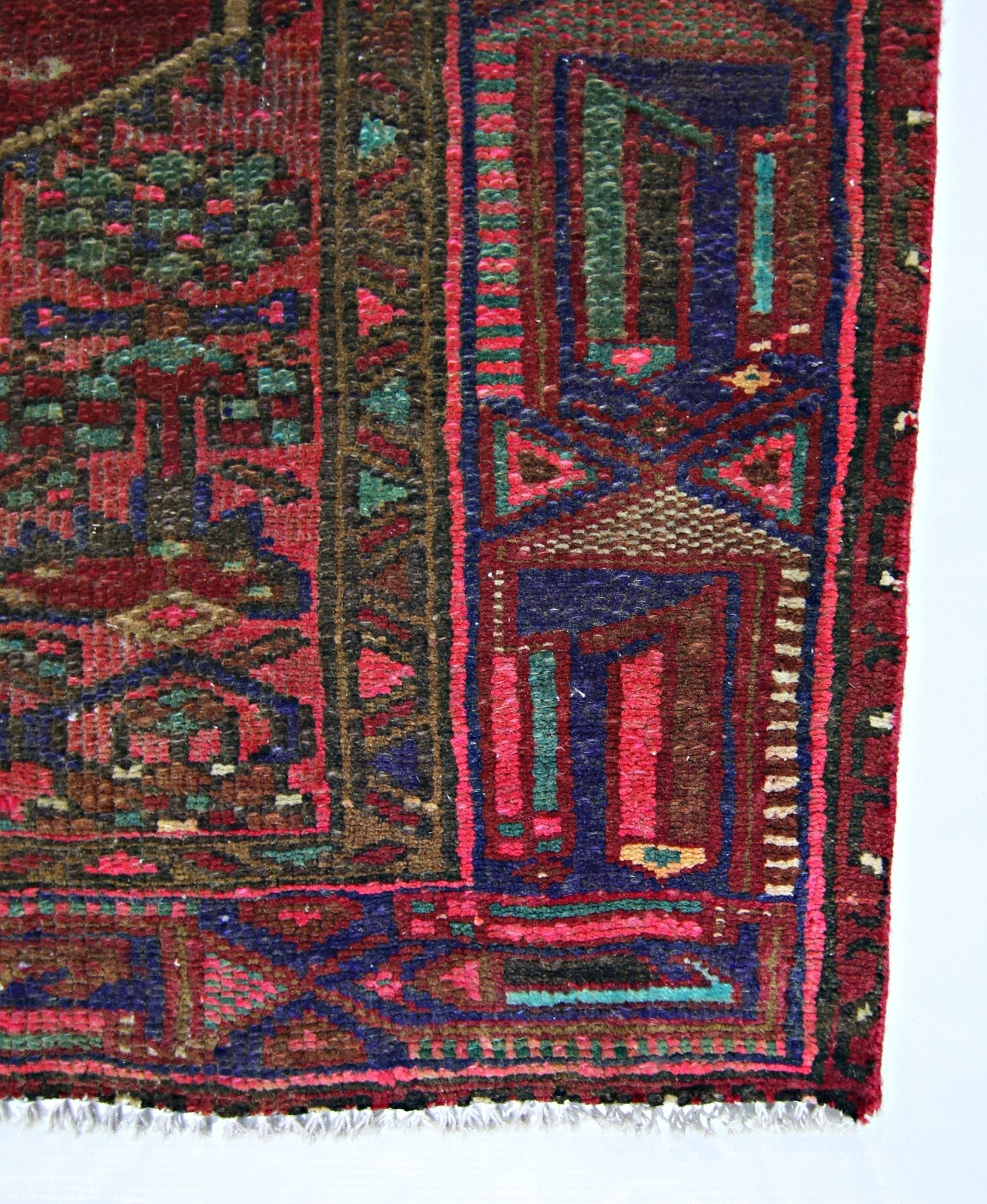 Handmade Vintage Persian Hamadan Rug | 202 x 123 cm | 6'8" x 4' - Najaf Rugs & Textile