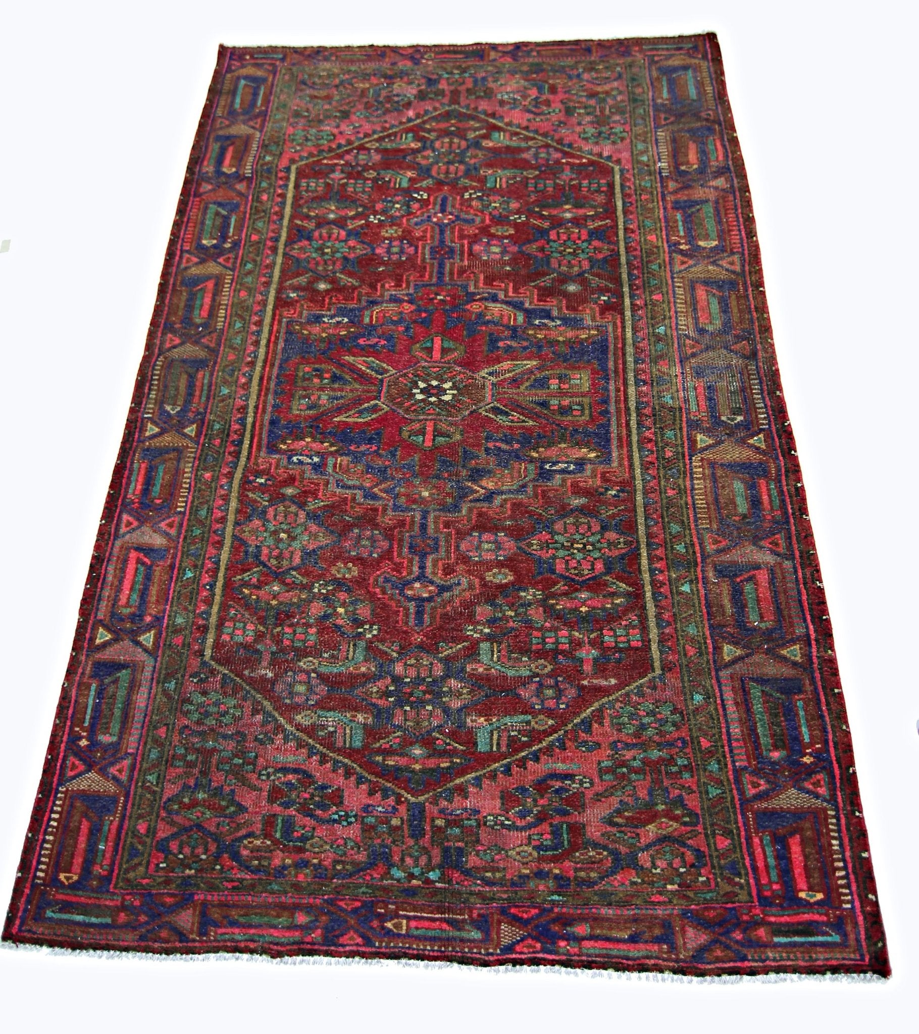 Handmade Vintage Persian Hamadan Rug | 202 x 123 cm | 6'8" x 4' - Najaf Rugs & Textile