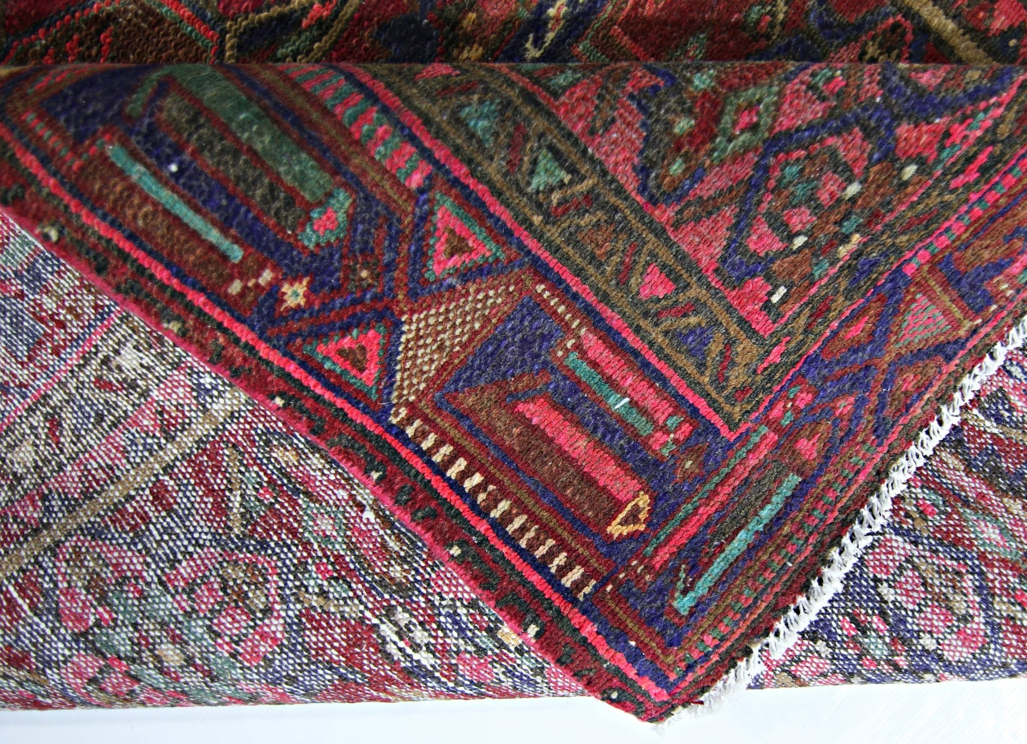 Handmade Vintage Persian Hamadan Rug | 202 x 123 cm | 6'8" x 4' - Najaf Rugs & Textile