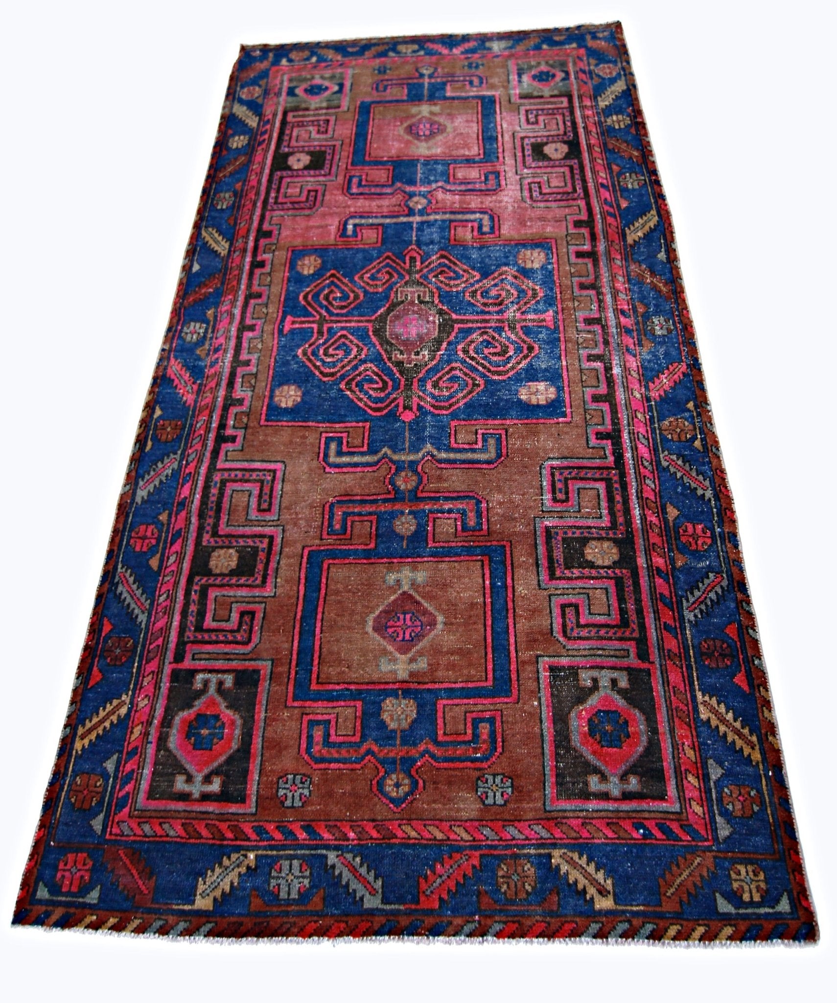 Handmade Vintage Persian Hamadan Rug | 210 x 127 cm | 6'11" x 4'2" - Najaf Rugs & Textile