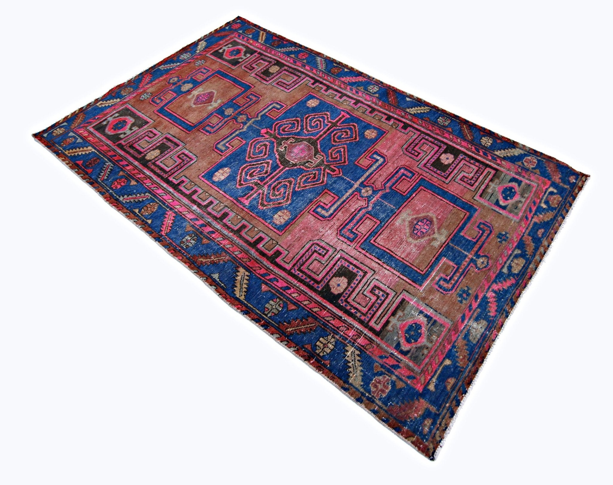 Handmade Vintage Persian Hamadan Rug | 210 x 127 cm | 6'11" x 4'2" - Najaf Rugs & Textile