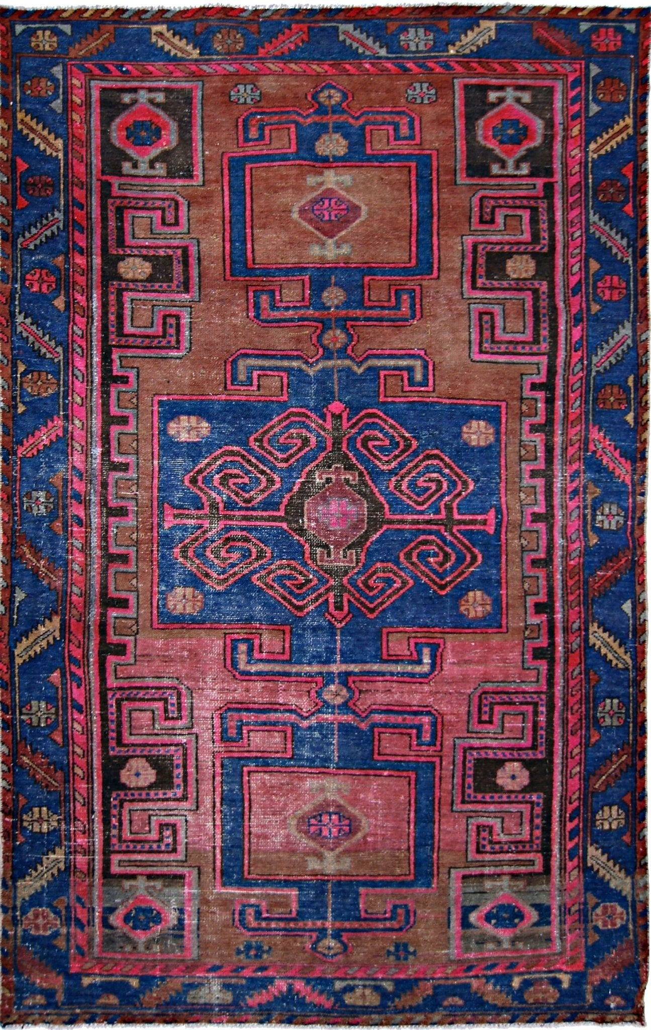 Handmade Vintage Persian Hamadan Rug | 210 x 127 cm | 6'11" x 4'2" - Najaf Rugs & Textile