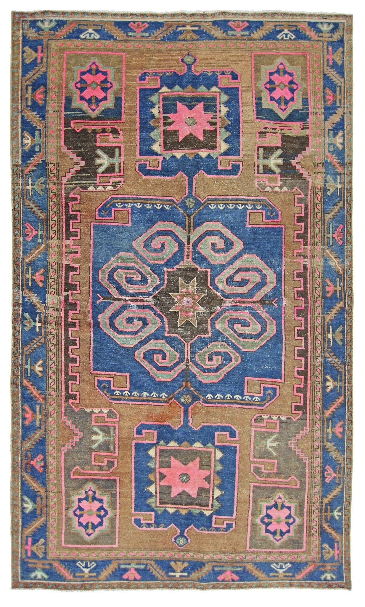 Handmade Vintage Persian Hamadan Rug | 210 x 135 cm | 6'11" x 4'5" - Najaf Rugs & Textile