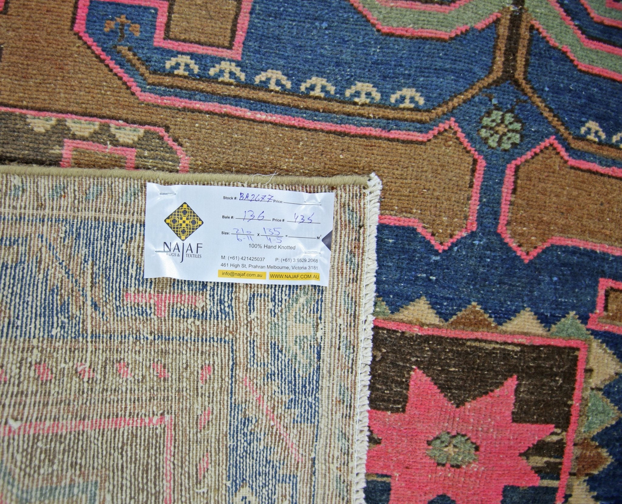 Handmade Vintage Persian Hamadan Rug | 210 x 135 cm | 6'11" x 4'5" - Najaf Rugs & Textile