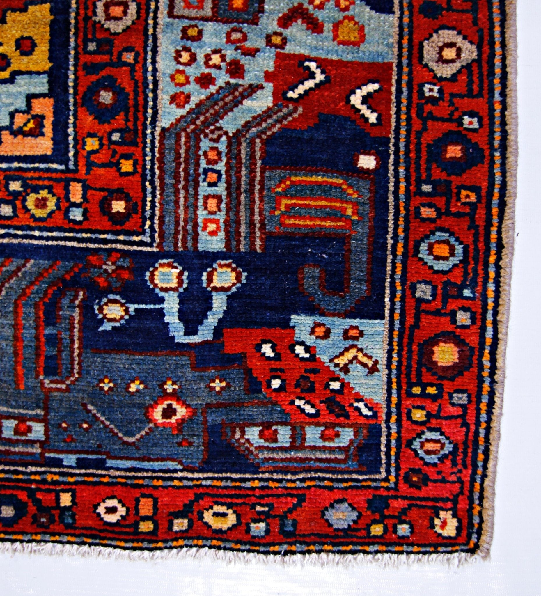 Handmade Vintage Persian Hamadan Rug | 235 x 138 cm | 7'9" x 4'6" - Najaf Rugs & Textile