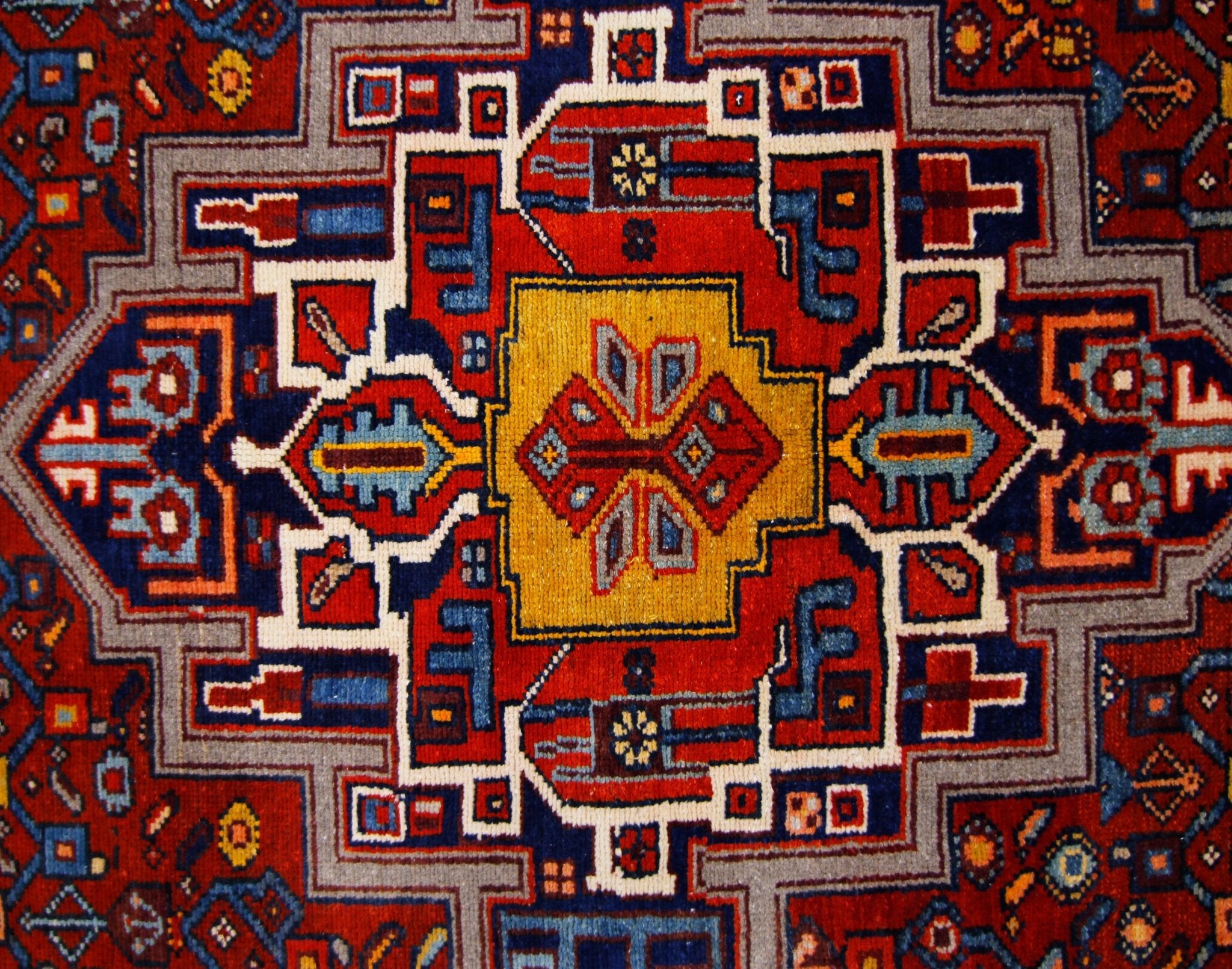 Handmade Vintage Persian Hamadan Rug | 235 x 138 cm | 7'9" x 4'6" - Najaf Rugs & Textile