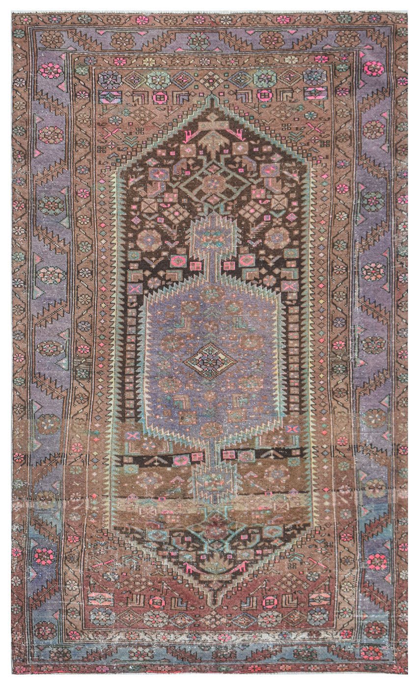 Handmade Vintage Persian Hamadan Rug | 240 x 154 cm | 7'11" x 5'1" - Najaf Rugs & Textile