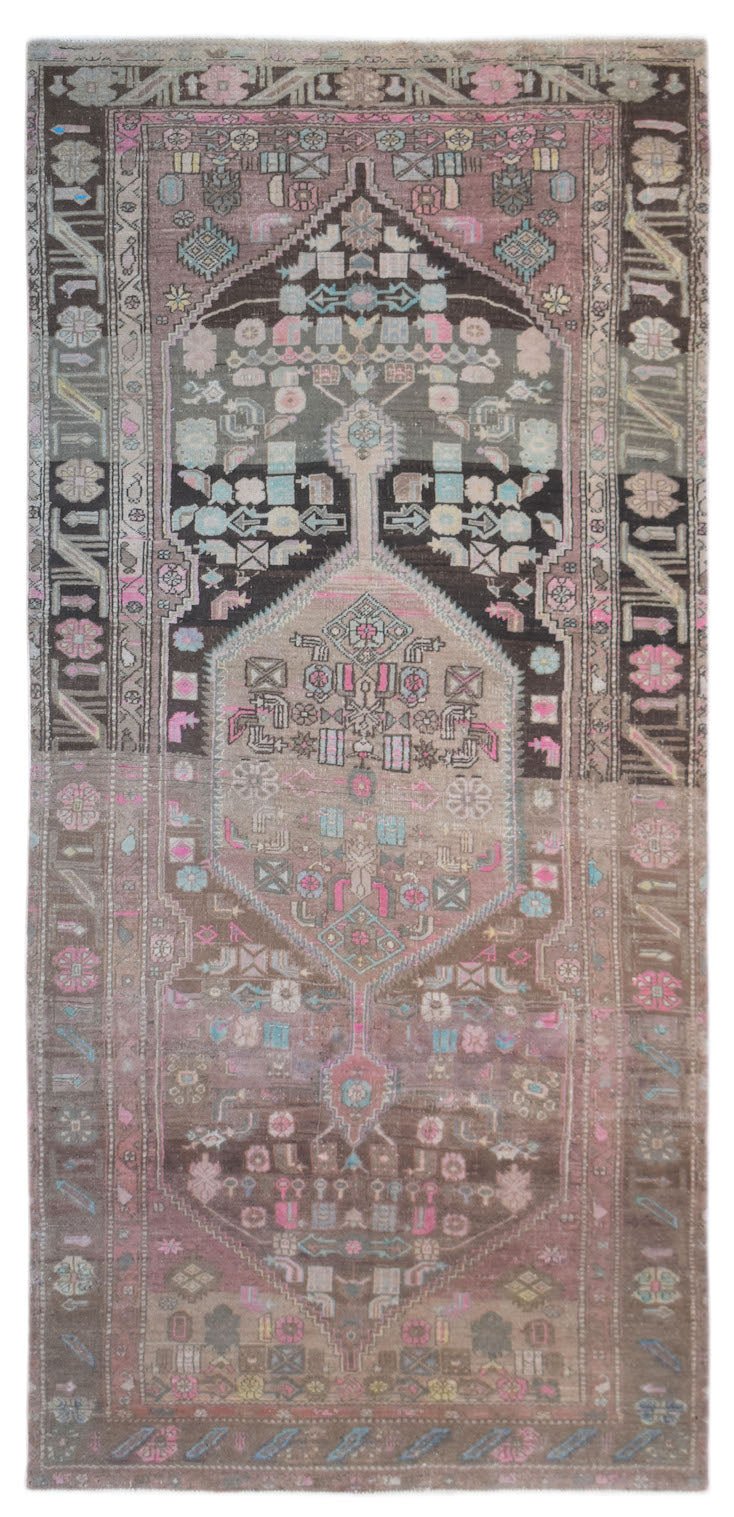 Handmade Vintage Persian Hamadan Rug | 270 x 131 cm | 8'10" x 4'3" - Najaf Rugs & Textile