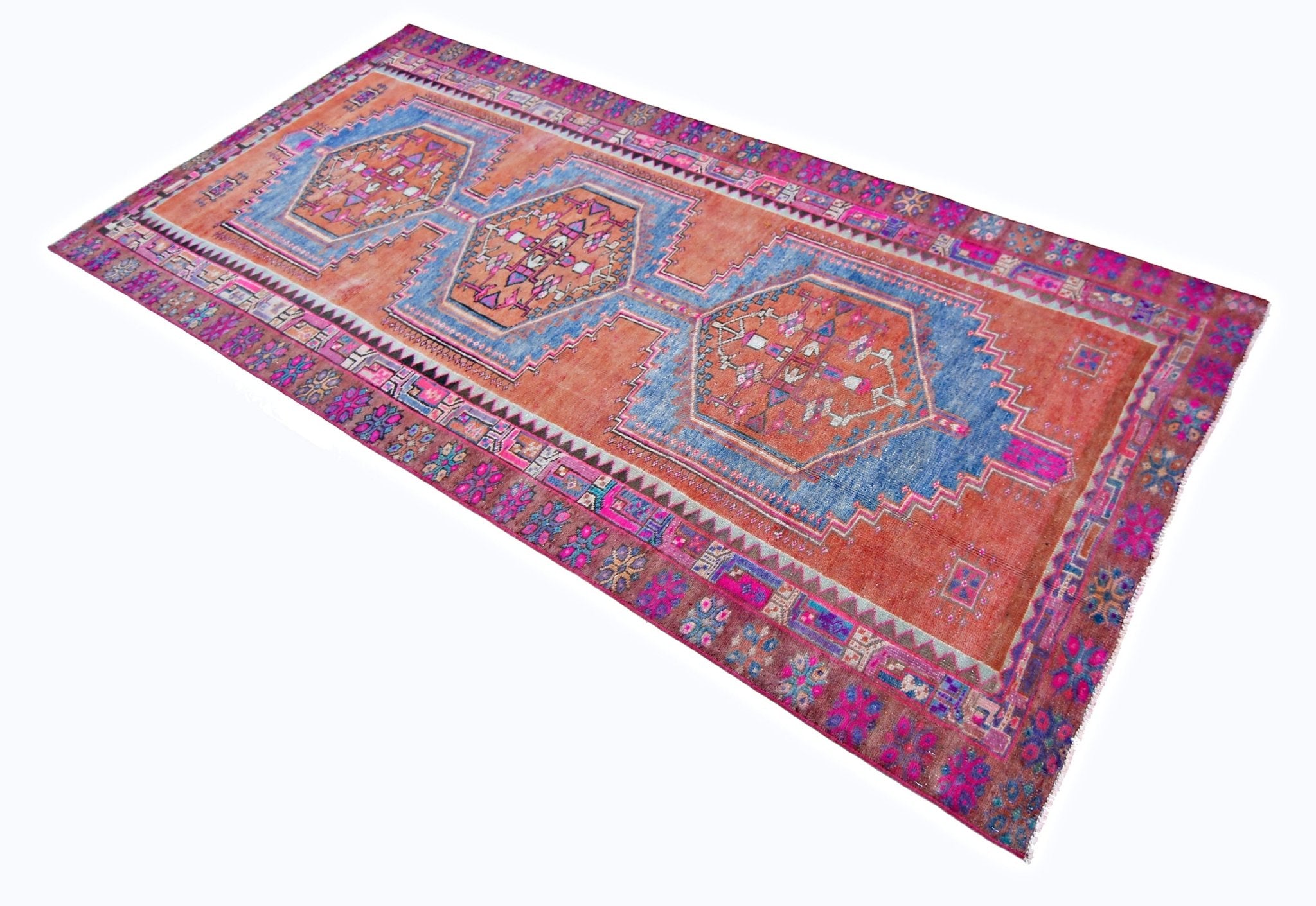 Handmade Vintage Persian Hamadan Rug | 273 x 123 cm | 8'11" x 4' - Najaf Rugs & Textile