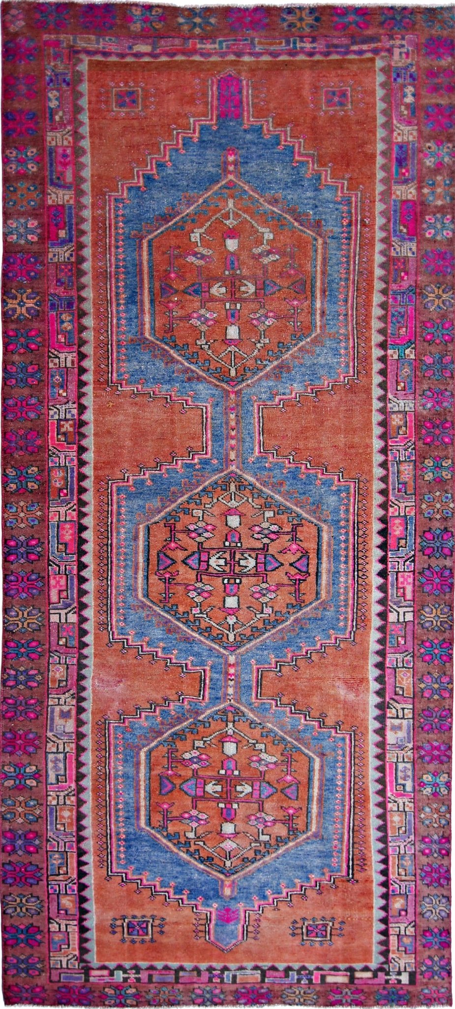 Handmade Vintage Persian Hamadan Rug | 273 x 123 cm | 8'11" x 4' - Najaf Rugs & Textile