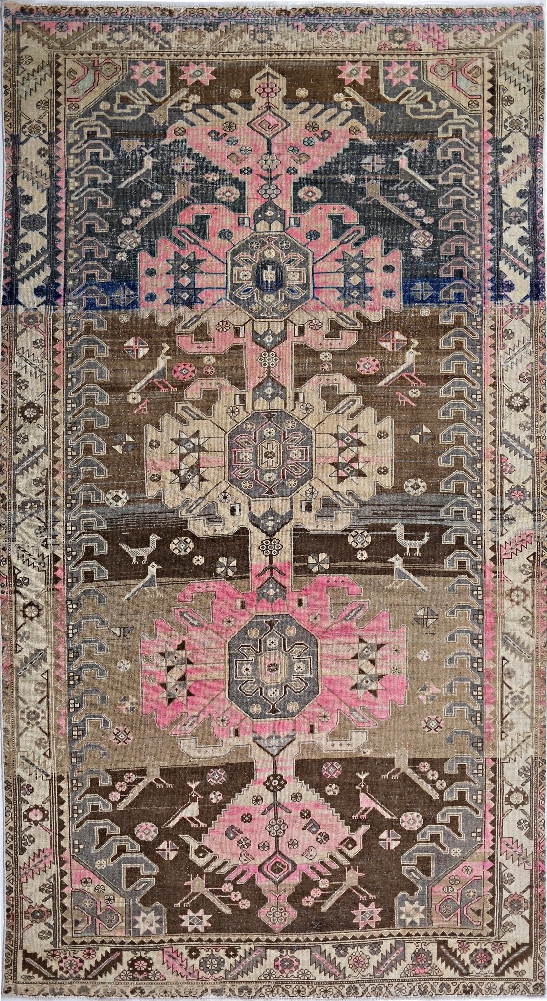 Handmade Vintage Persian Hamadan Rug | 285 x 157 cm | 9'4" x 5'2" - Najaf Rugs & Textile