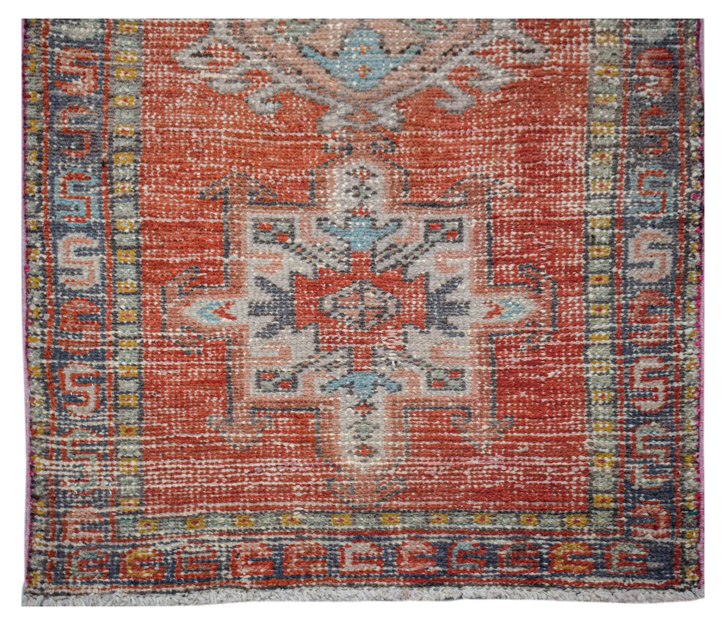 Handmade Vintage Persian Heriz Karaja Hallway Runner | 233 x 63 cm | 7'8" x 2'1" - Najaf Rugs & Textile